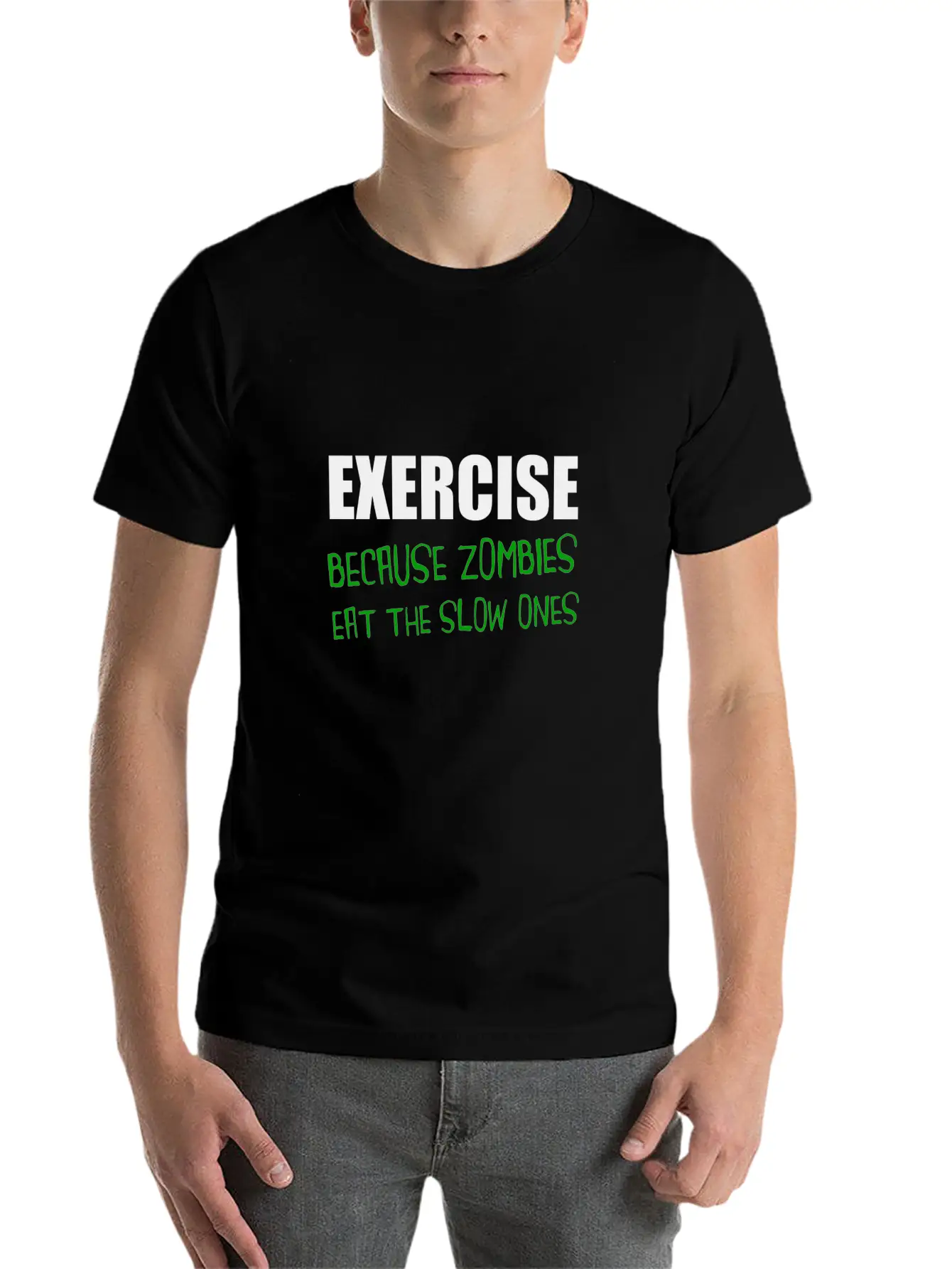 Exercise Zombies Eat Slow Breathable Graphic T-Shirt – Perfect For Casual Days