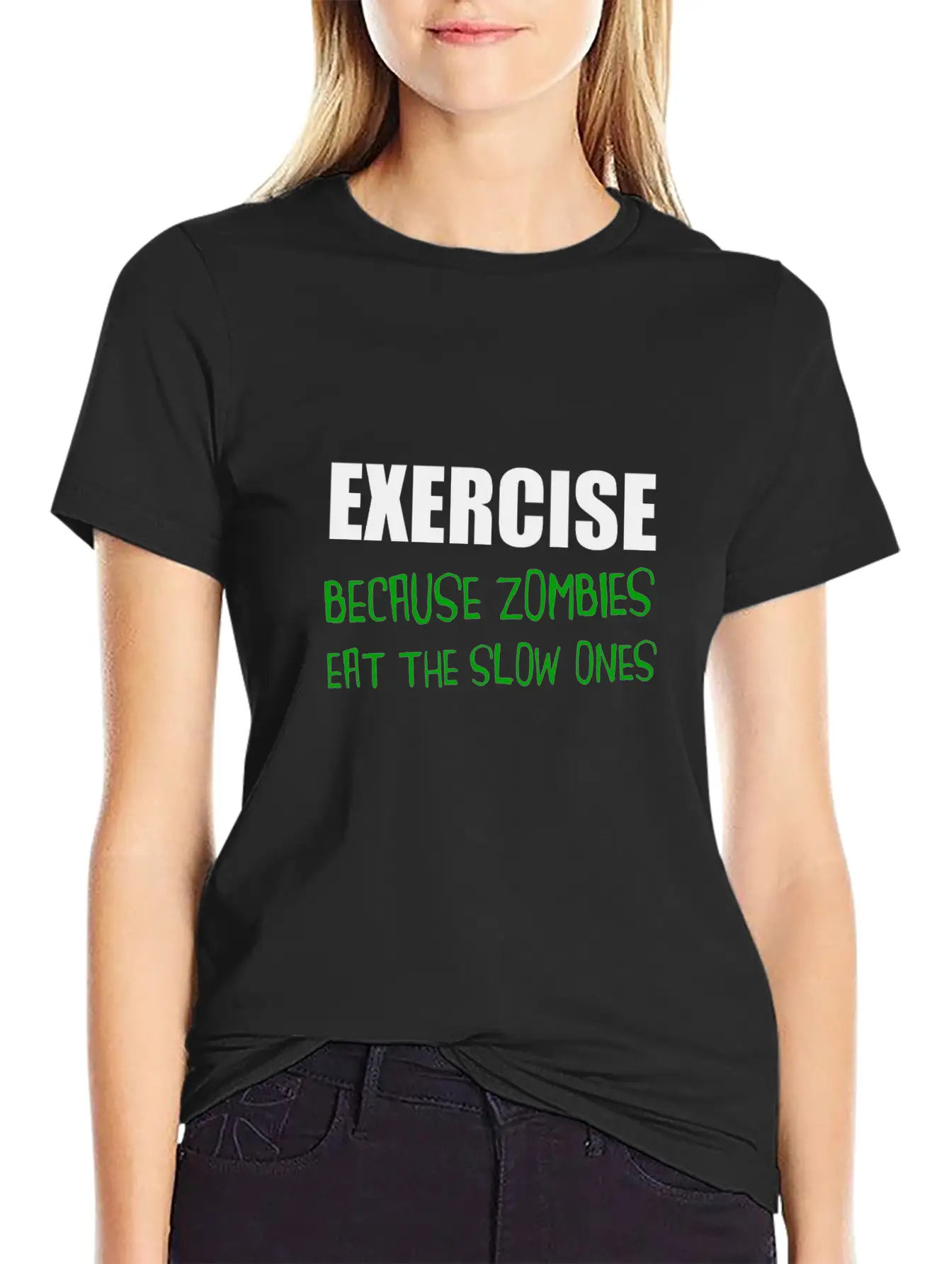 Exercise Zombies Eat Slow Breathable Graphic T-Shirt – Perfect For Casual Days