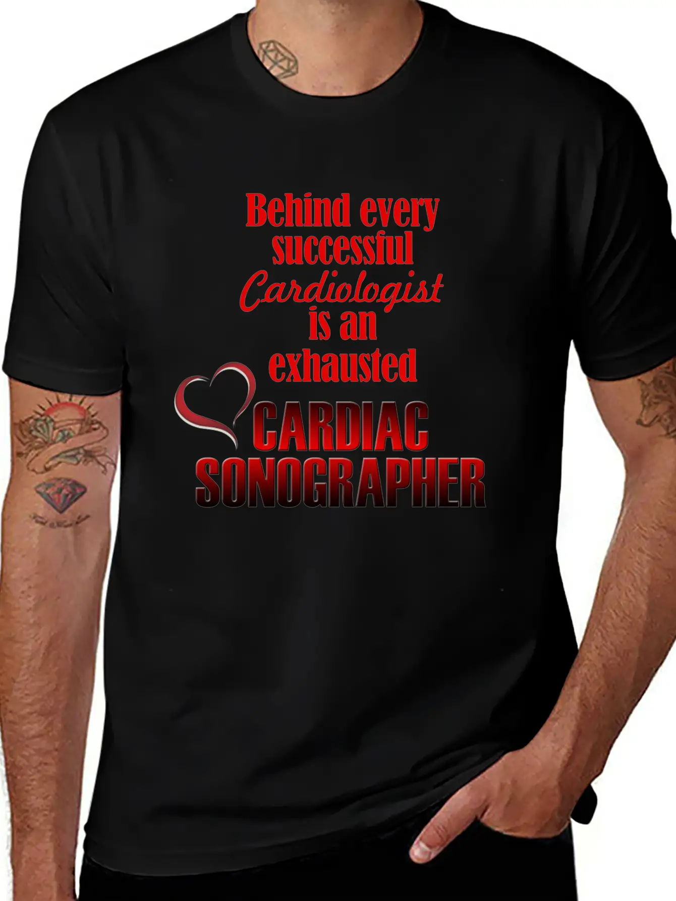 Exhausted Cardiac Sonographer Stylish Everyday T-Shirt – Unisex Basic Cotton Tee