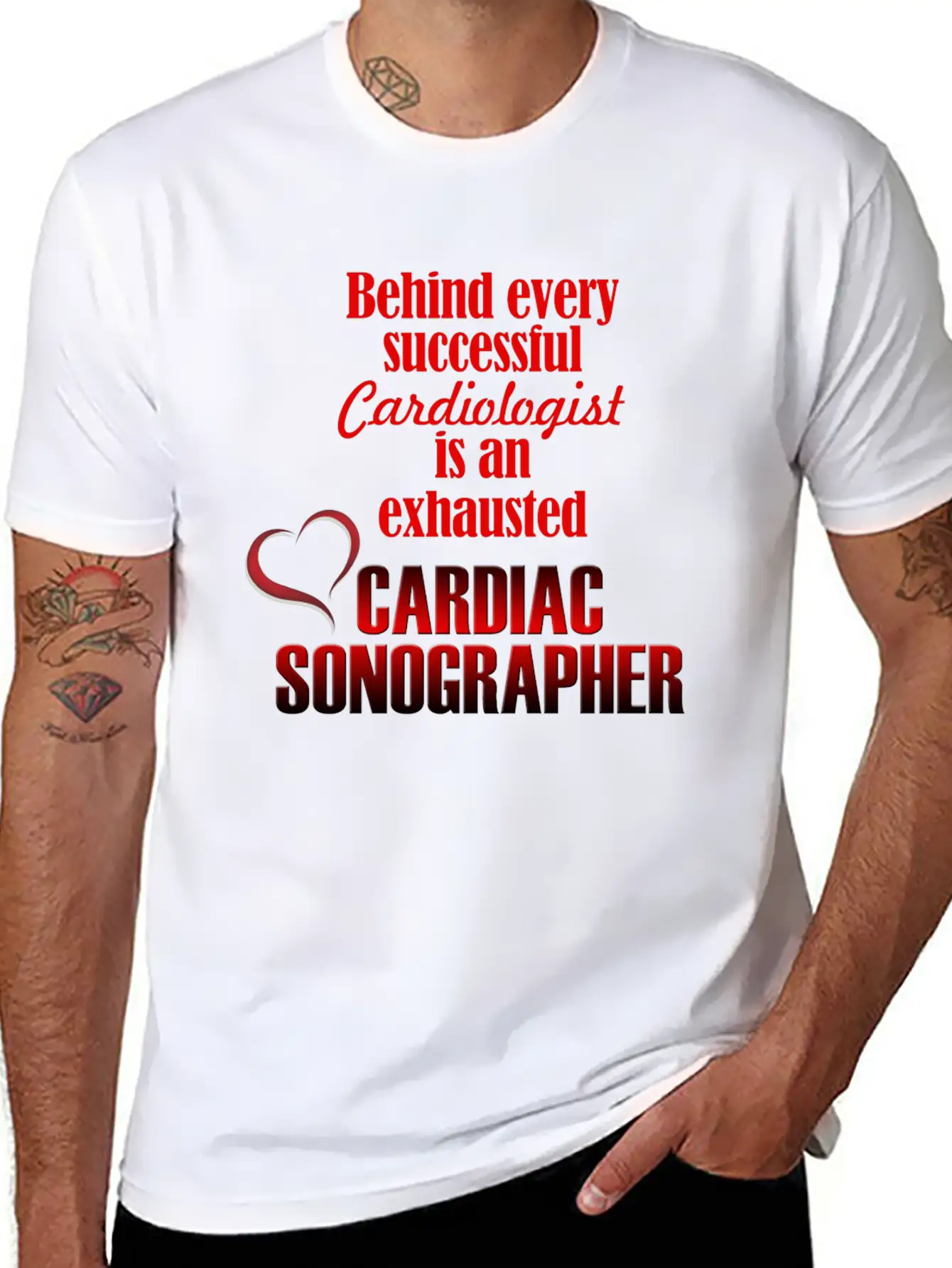 Exhausted Cardiac Sonographer Stylish Everyday T-Shirt – Unisex Basic Cotton Tee