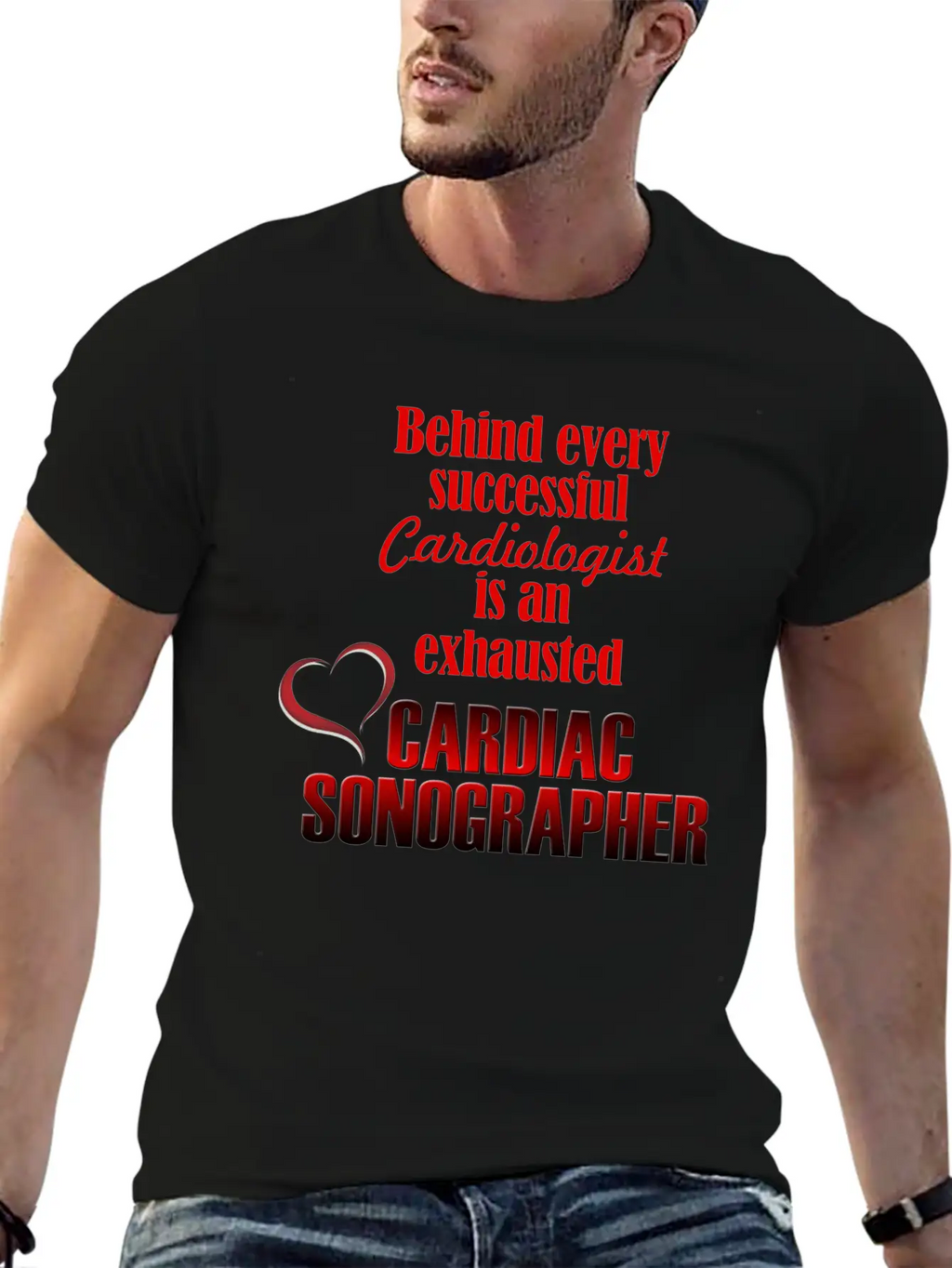 Exhausted Cardiac Sonographer Stylish Everyday T-Shirt – Unisex Basic Cotton Tee