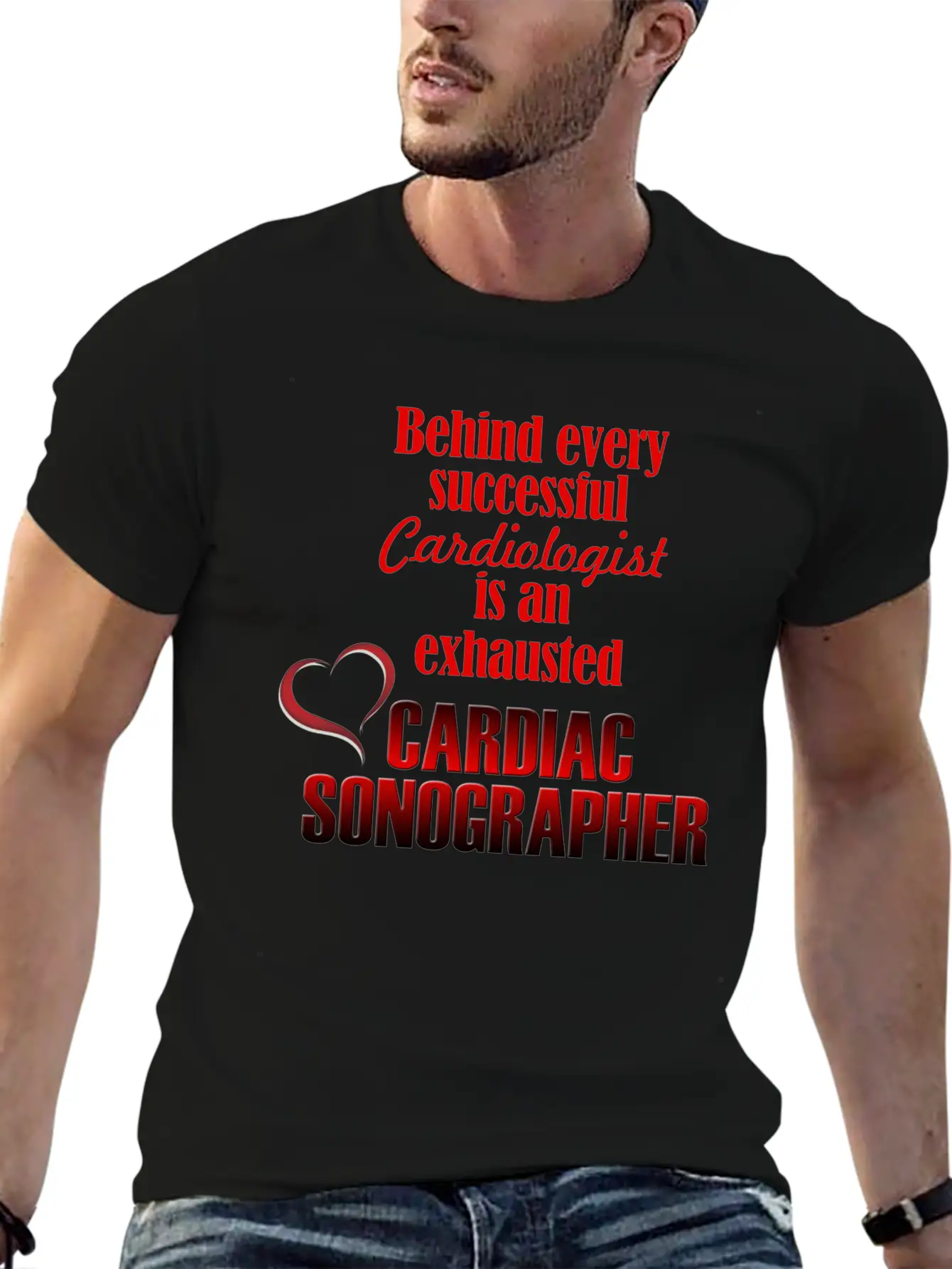 Exhausted Cardiac Sonographer Stylish Everyday T-Shirt – Unisex Basic Cotton Tee