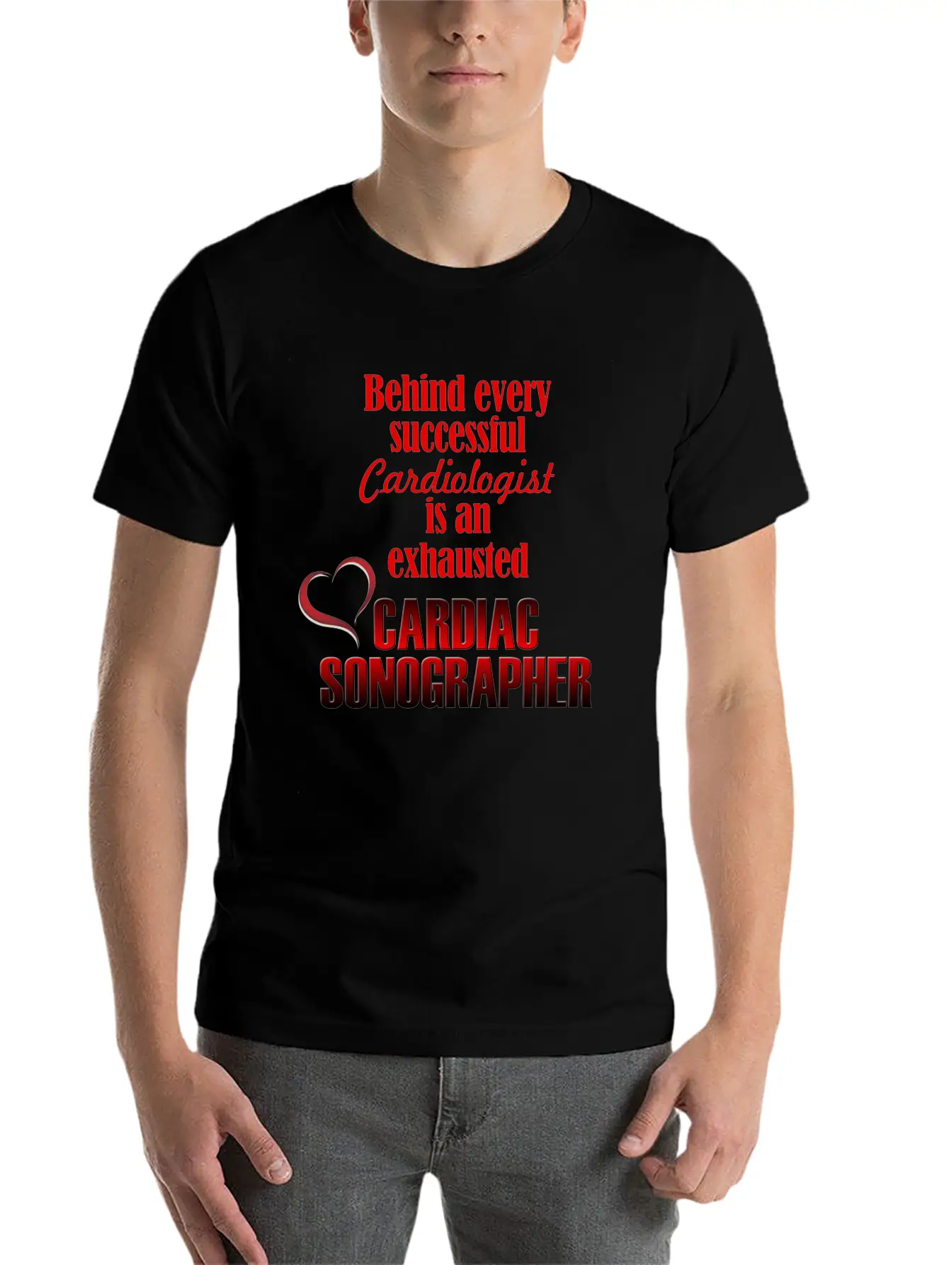 Exhausted Cardiac Sonographer Stylish Everyday T-Shirt – Unisex Basic Cotton Tee