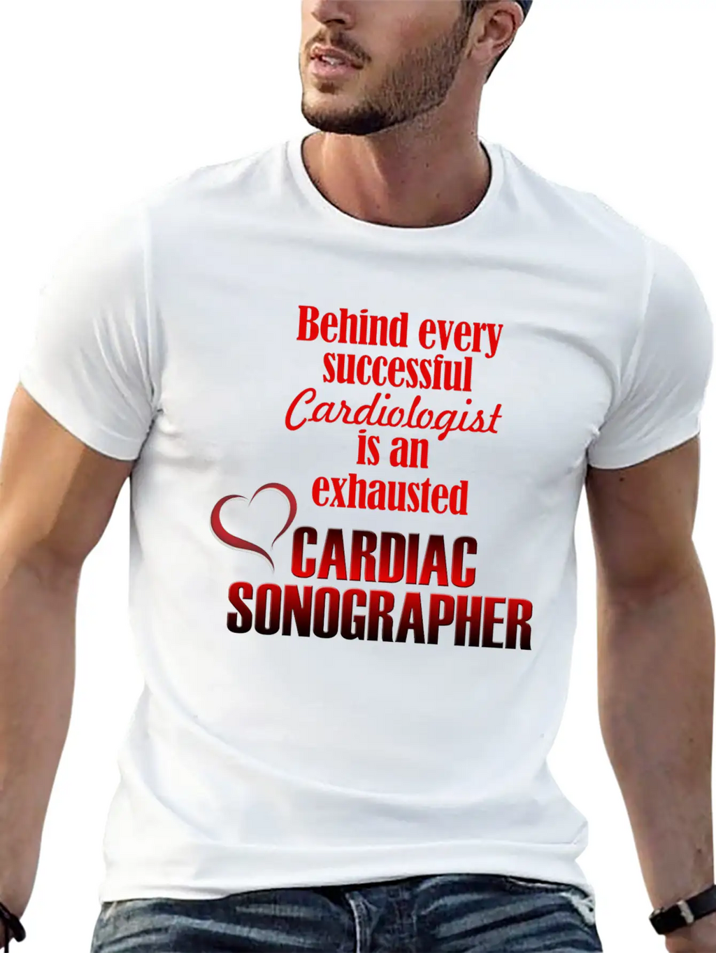 Exhausted Cardiac Sonographer Stylish Everyday T-Shirt – Unisex Basic Cotton Tee
