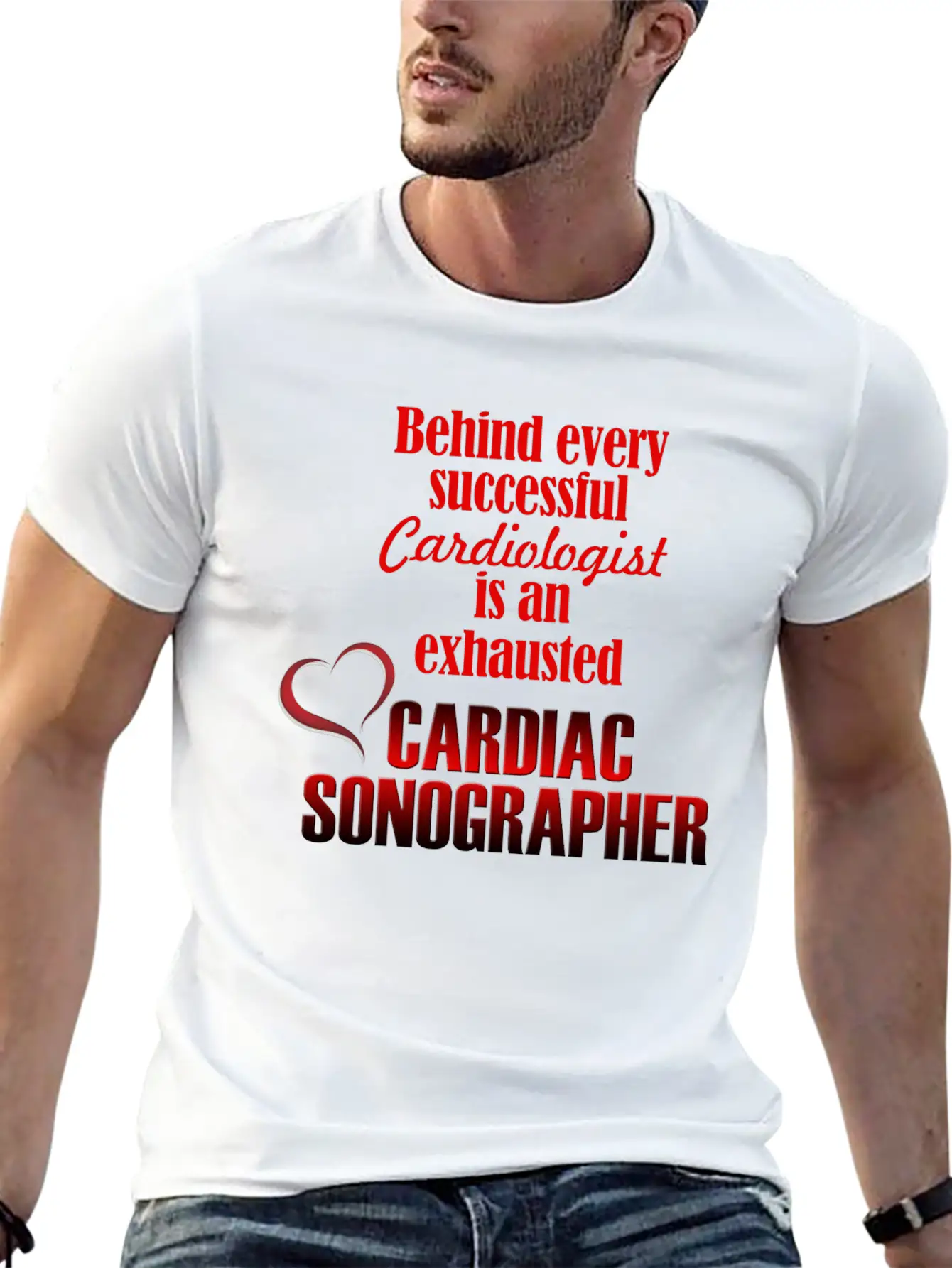 Exhausted Cardiac Sonographer Stylish Everyday T-Shirt – Unisex Basic Cotton Tee