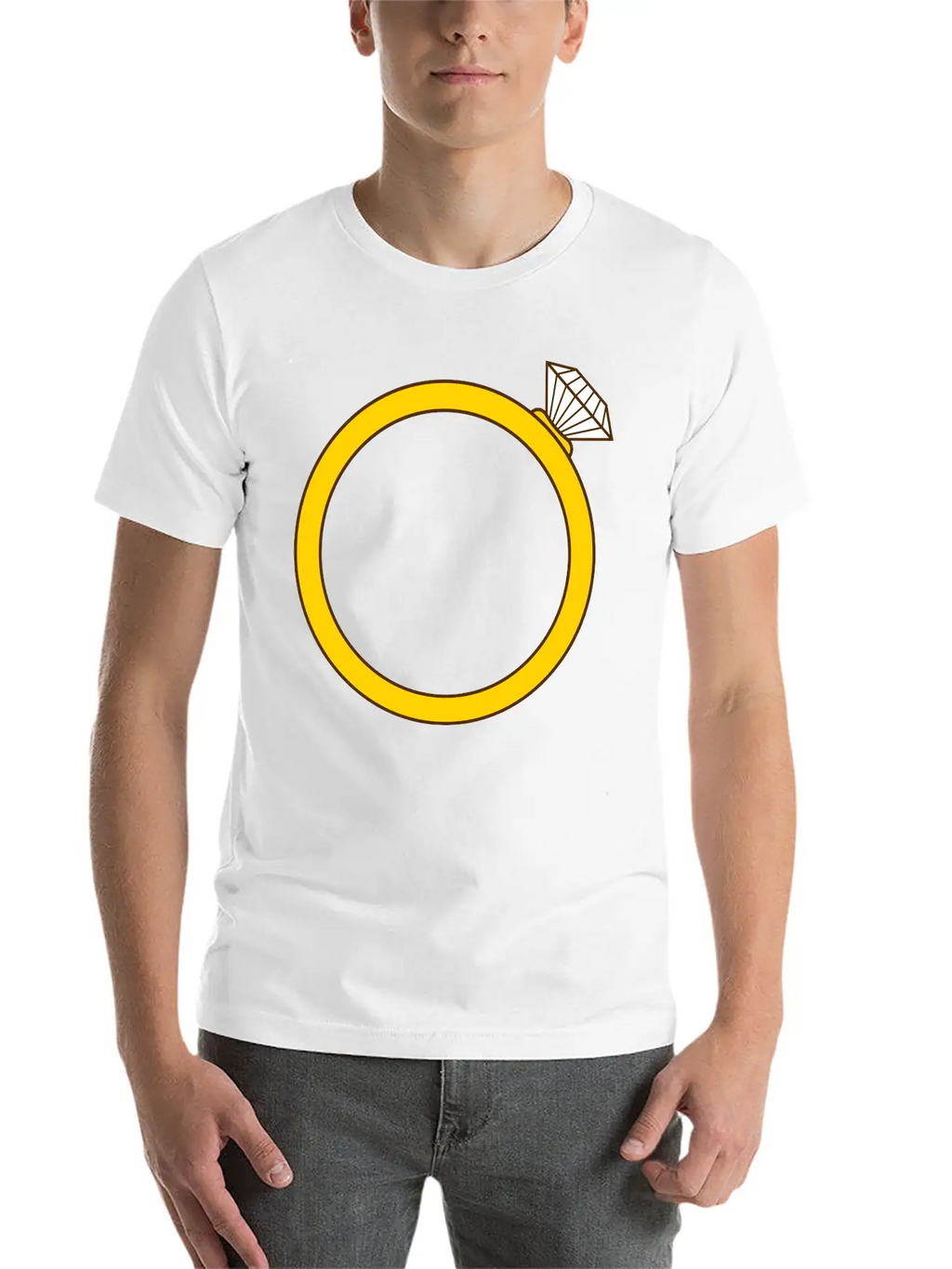 Expensive Diamond Gold Ring Silhouette Jewelry Eng Stylish Everyday T-Shirt – Unisex Basic Cotton Tee
