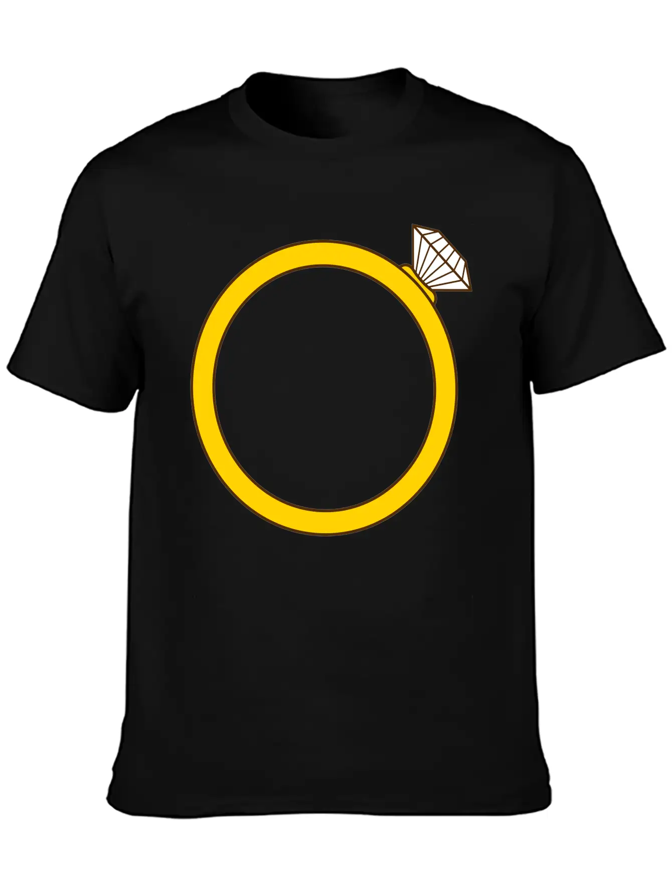 Expensive Diamond Gold Ring Silhouette Jewelry Eng Stylish Everyday T-Shirt – Unisex Basic Cotton Tee