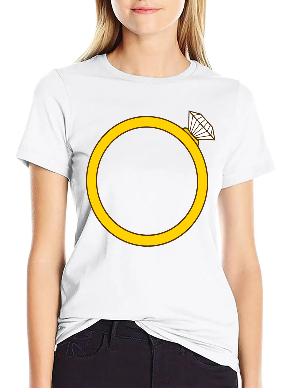 Expensive Diamond Gold Ring Silhouette Jewelry Eng Stylish Everyday T-Shirt – Unisex Basic Cotton Tee