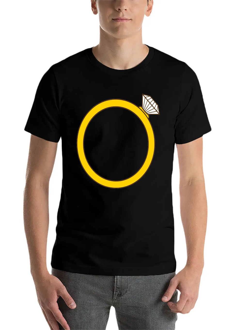 Expensive Diamond Gold Ring Silhouette Jewelry Eng Stylish Everyday T-Shirt – Unisex Basic Cotton Tee