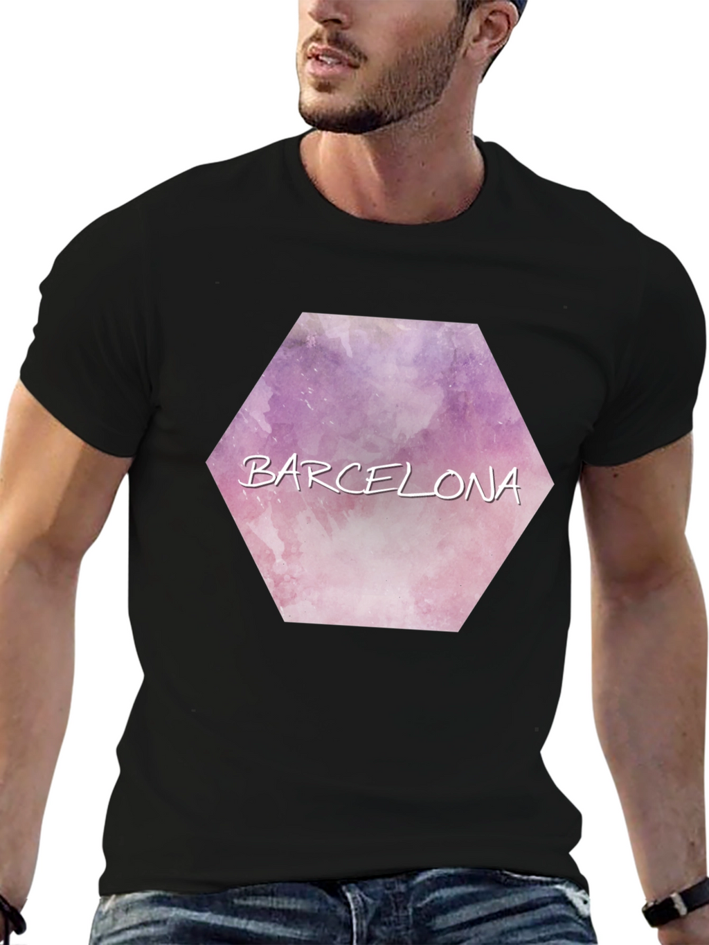 Barcelona Watercolor Hexagon T-Shirt