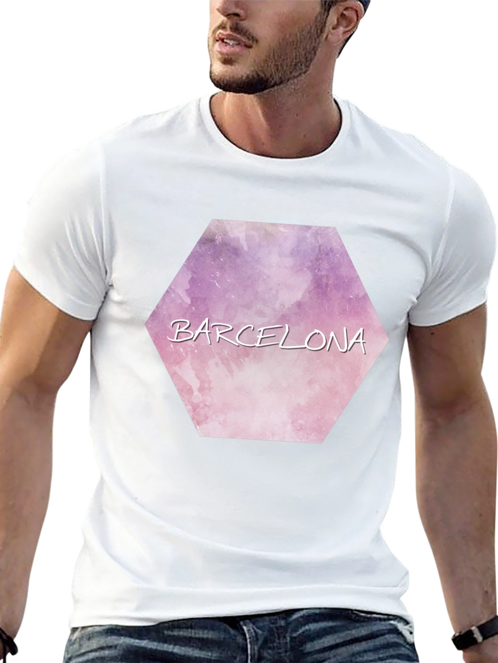 Barcelona Watercolor Hexagon T-Shirt
