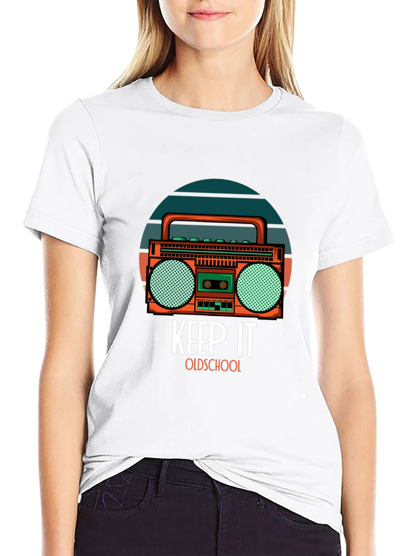 Retro Boombox Graphic T-Shirt - Keep It Oldschool