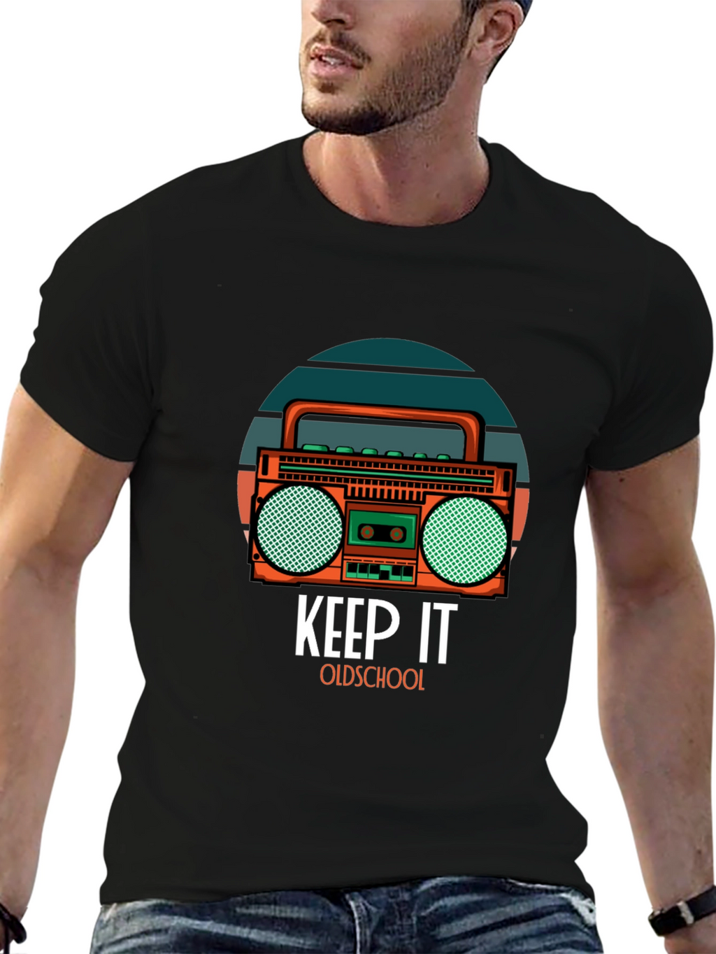 Retro Boombox Graphic T-Shirt - Keep It Oldschool