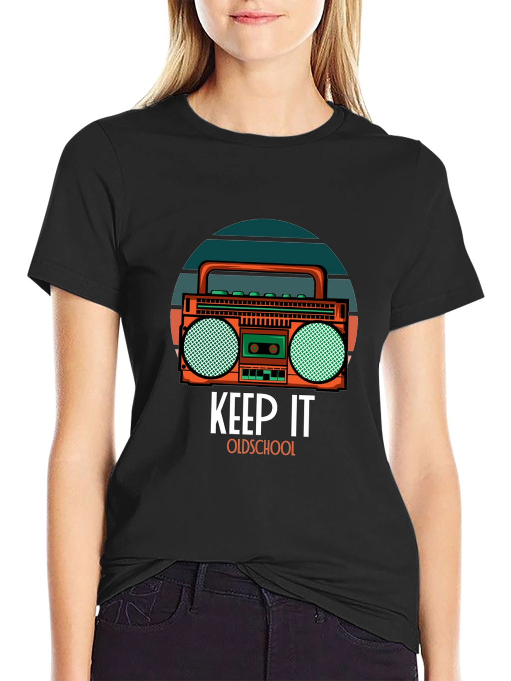Retro Boombox Graphic T-Shirt - Keep It Oldschool