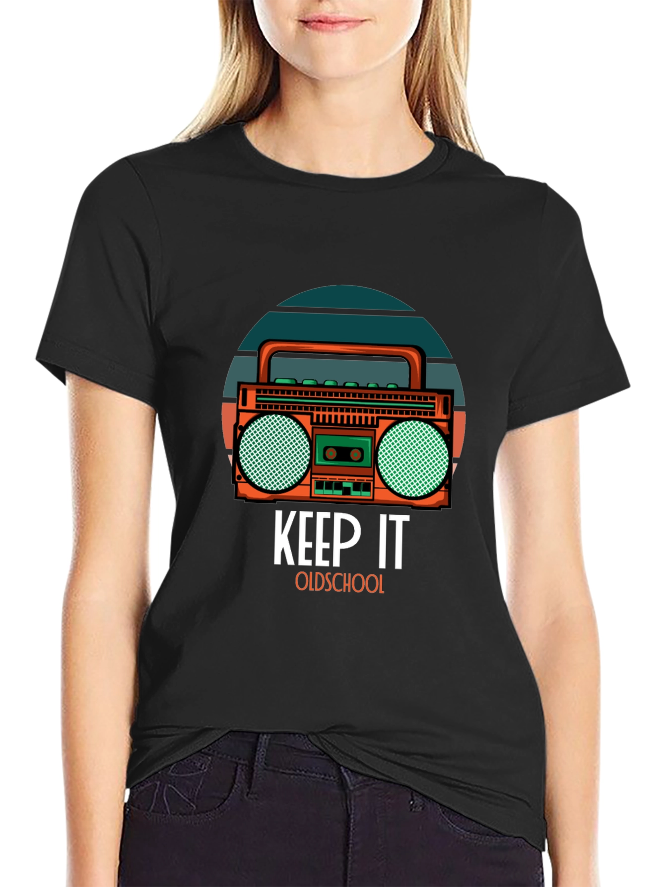 Retro Boombox Graphic T-Shirt - Keep It Oldschool