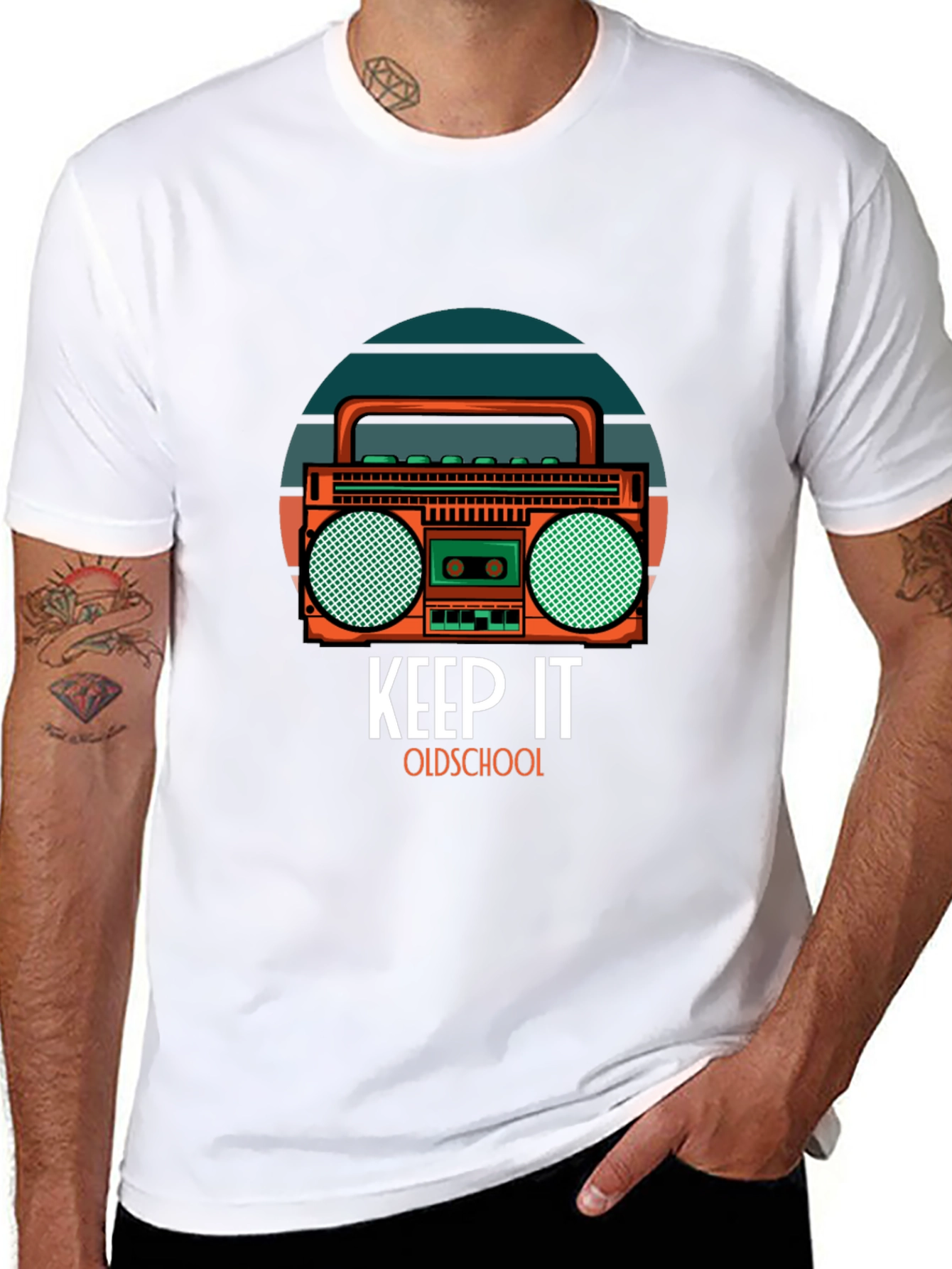 Retro Boombox Graphic T-Shirt - Keep It Oldschool