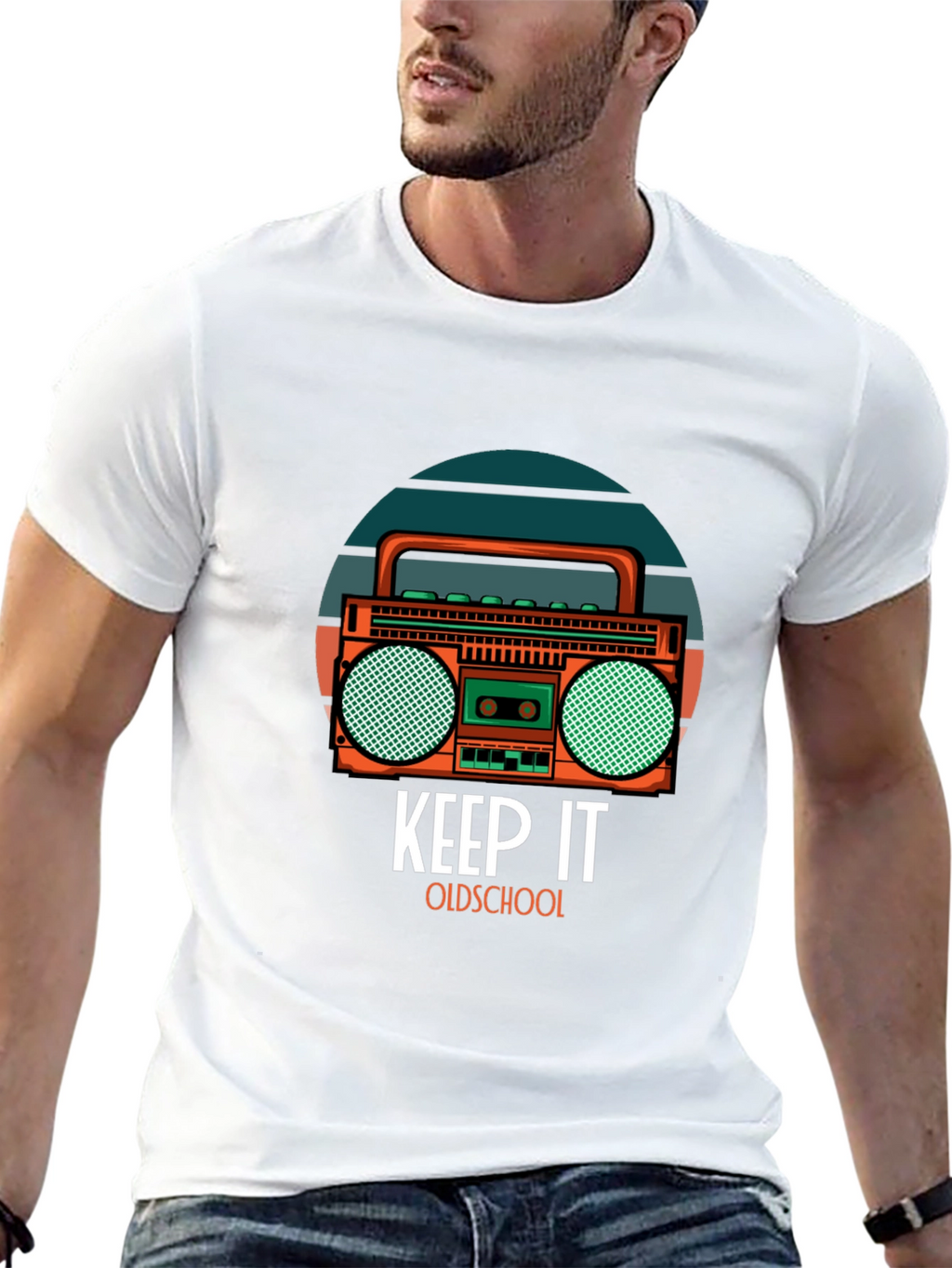 Retro Boombox Graphic T-Shirt - Keep It Oldschool