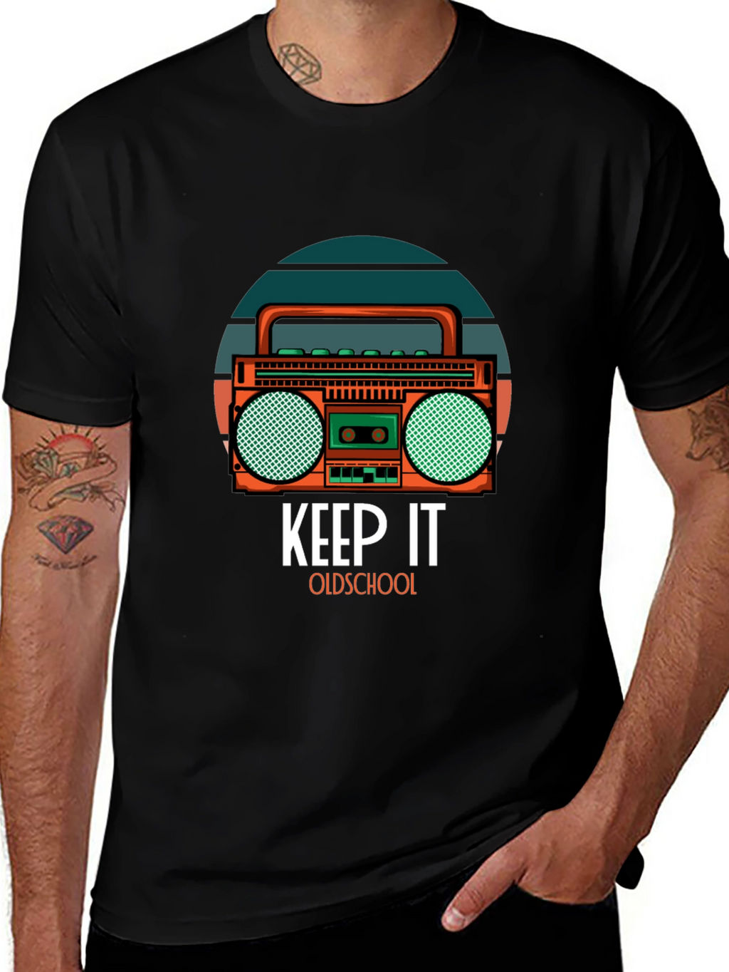 Retro Boombox Graphic T-Shirt - Keep It Oldschool