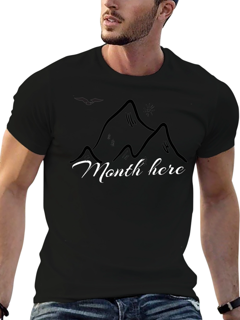 Mountain Scene Graphic Black T-Shirt