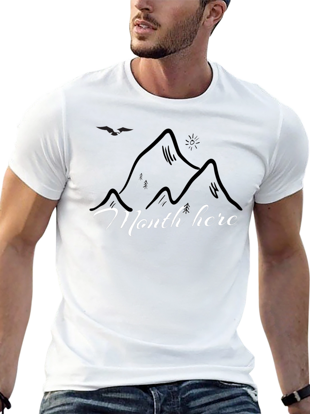 Mountain Scene Graphic Black T-Shirt