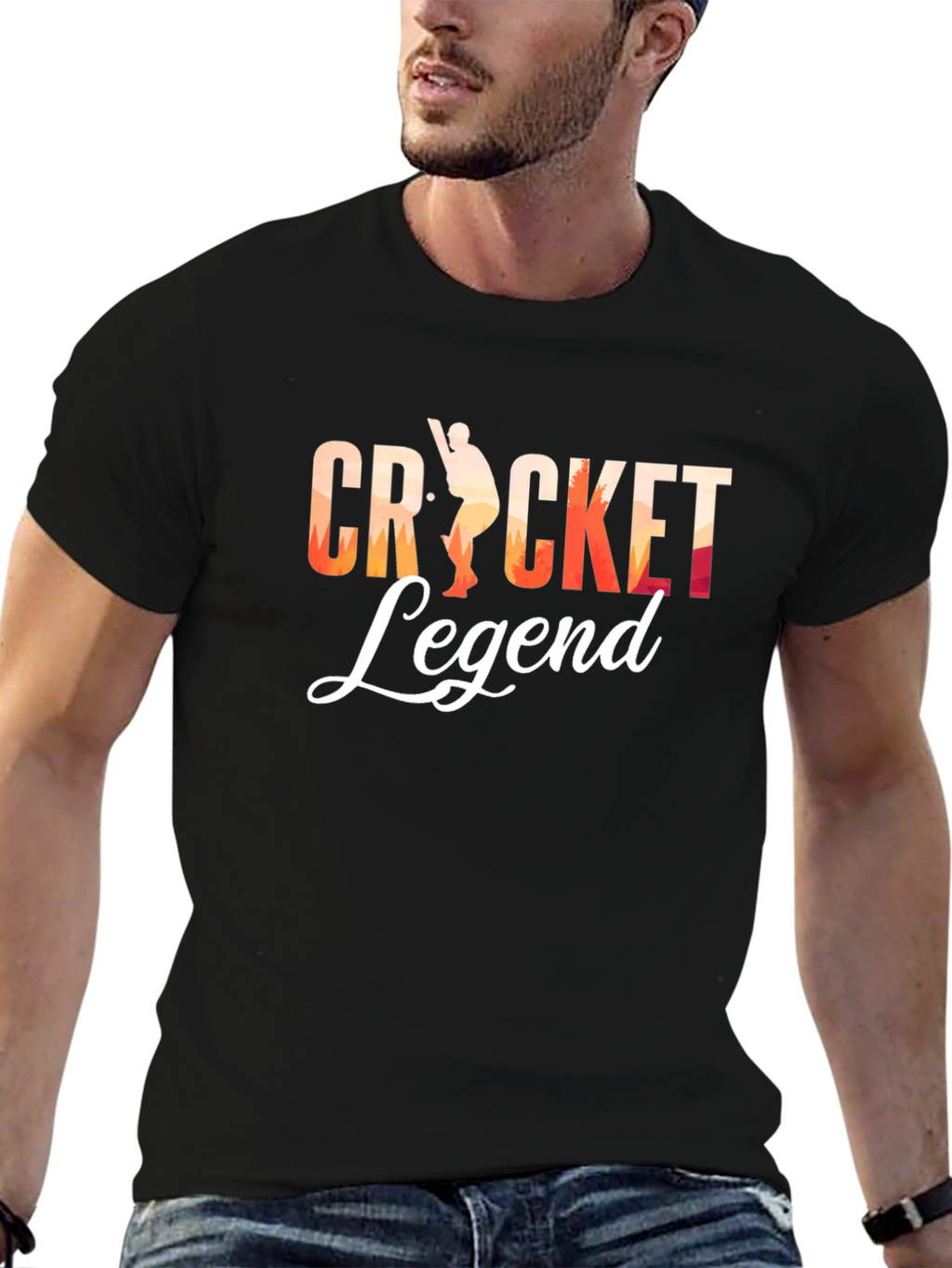 Cricket Legend Graphic Tee - Black Cotton T-Shirt