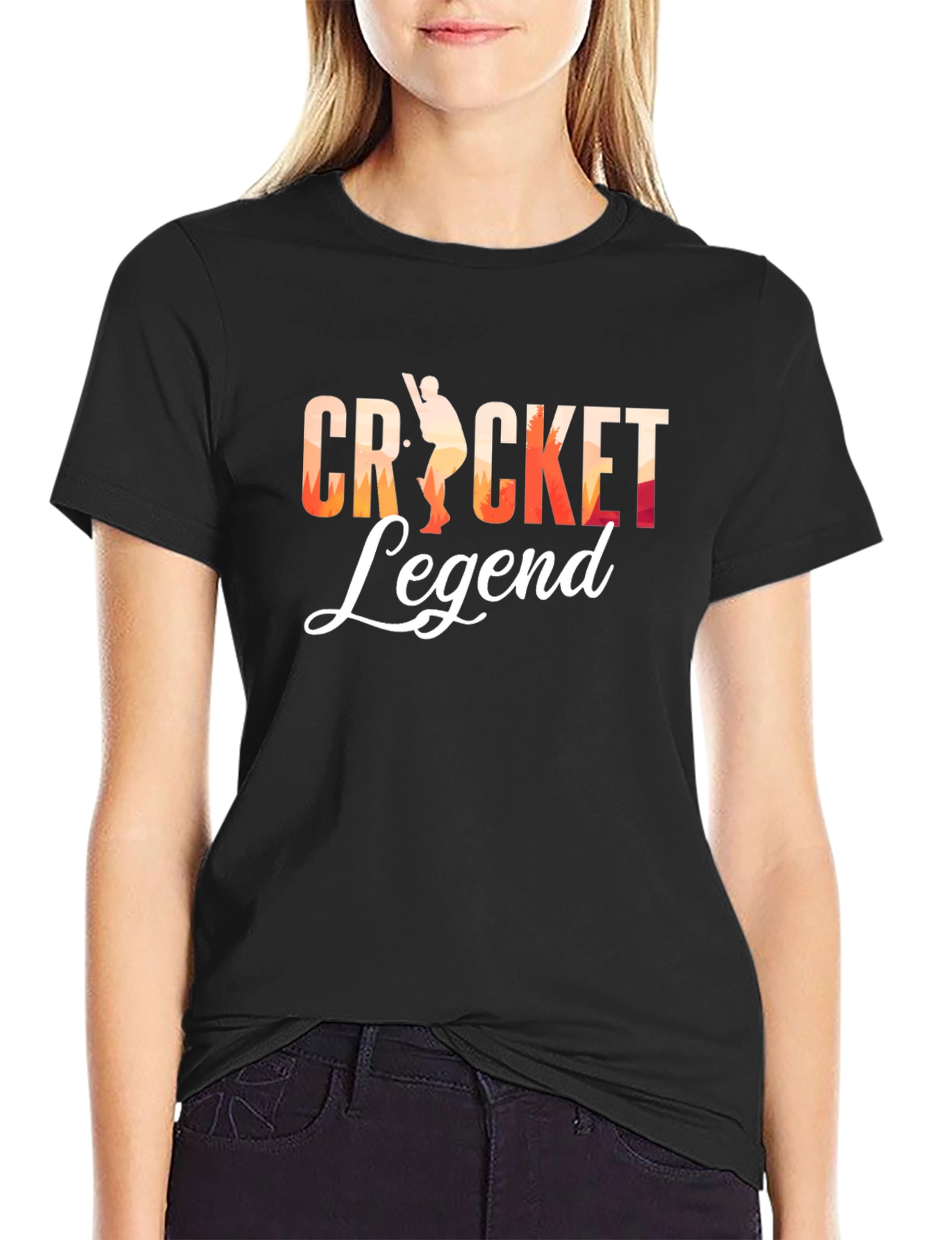 Cricket Legend Graphic Tee - Black Cotton T-Shirt