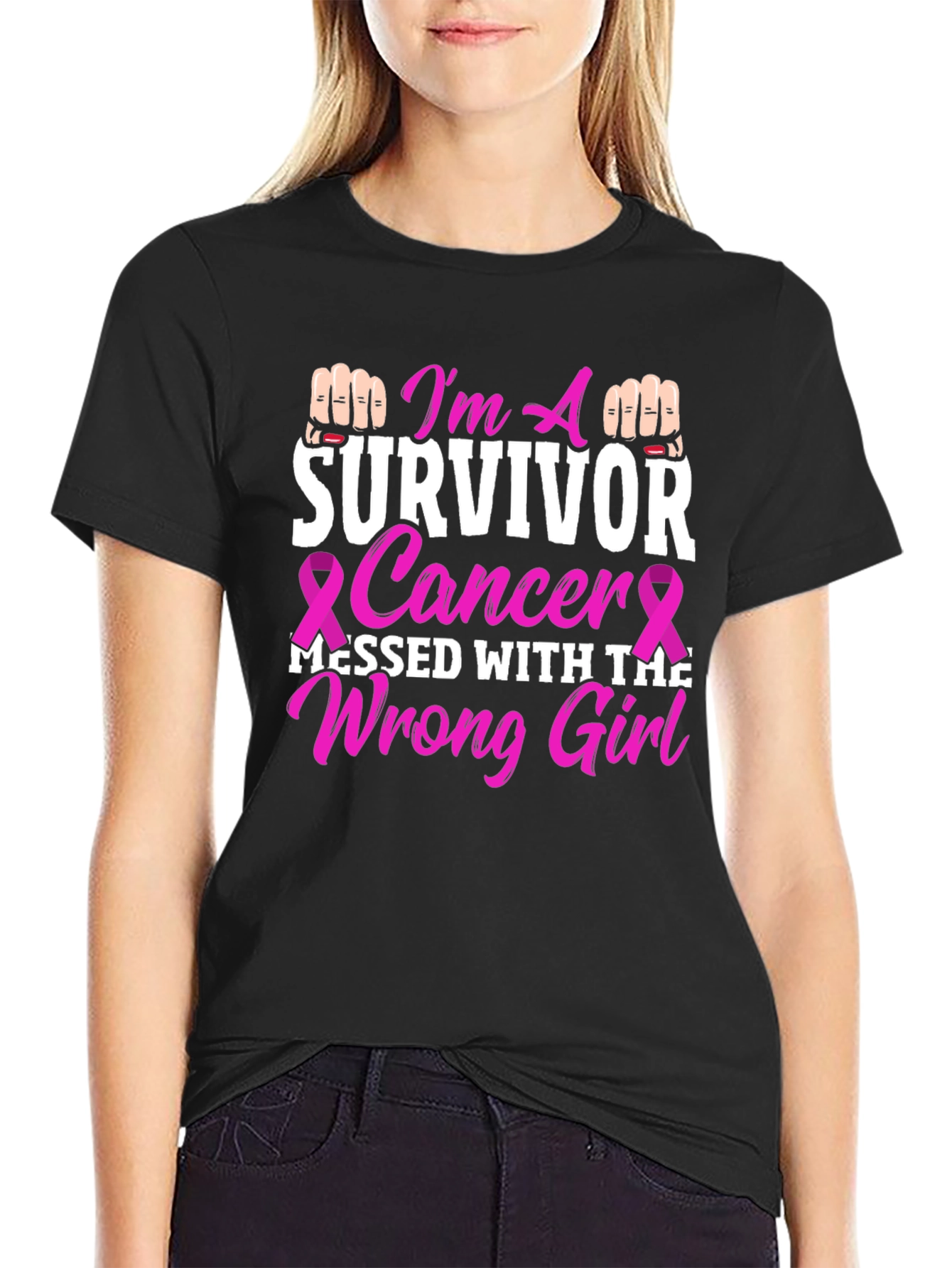 Cancer Survivor Graphic Tee - Messed With The Wrong Girl