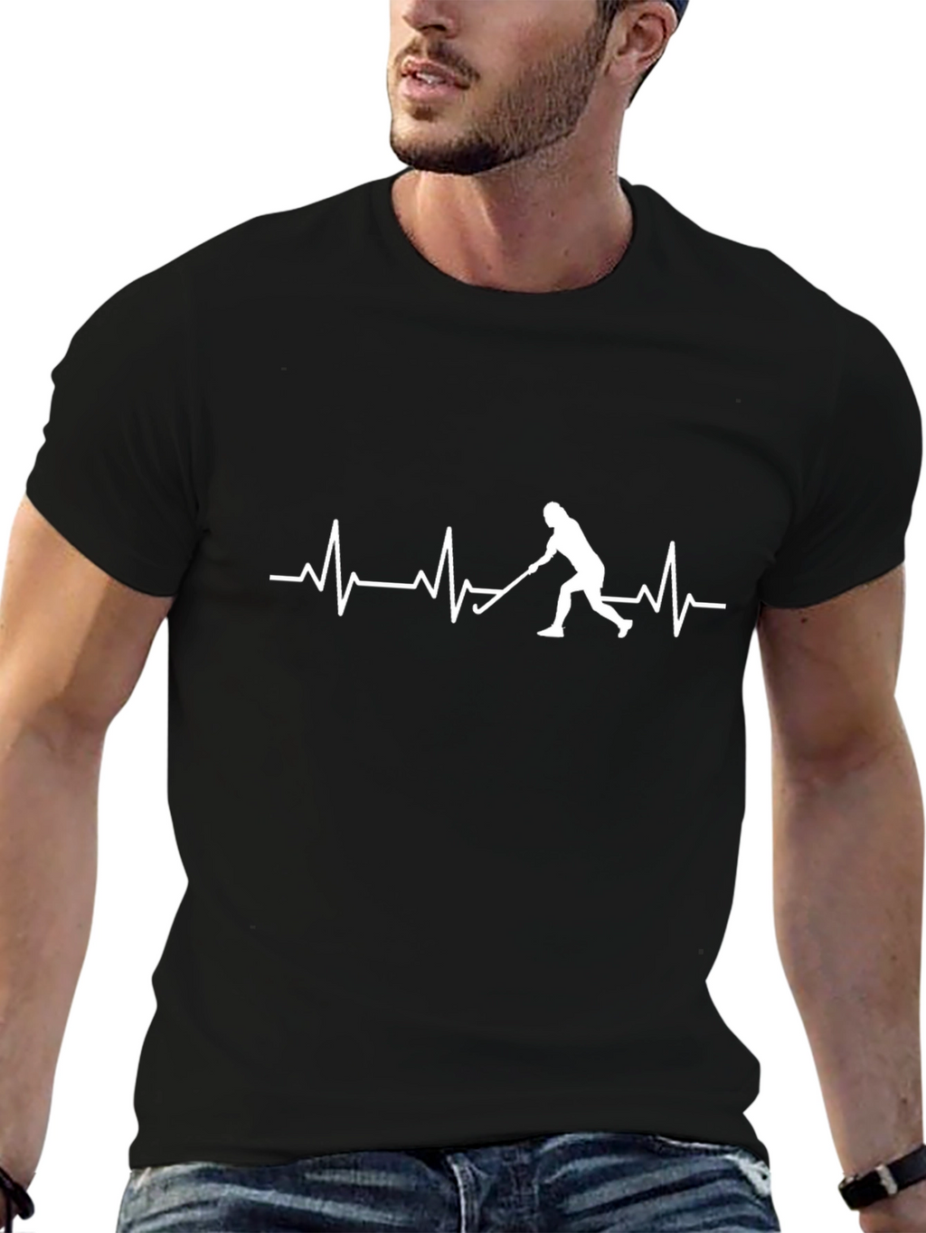 Hockey Heartbeat T-Shirt - Black