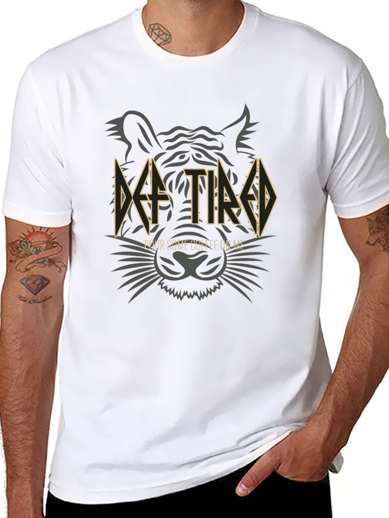 Def Tired Coffee T-Shirt - Graphic Tee for Coffee Lovers
