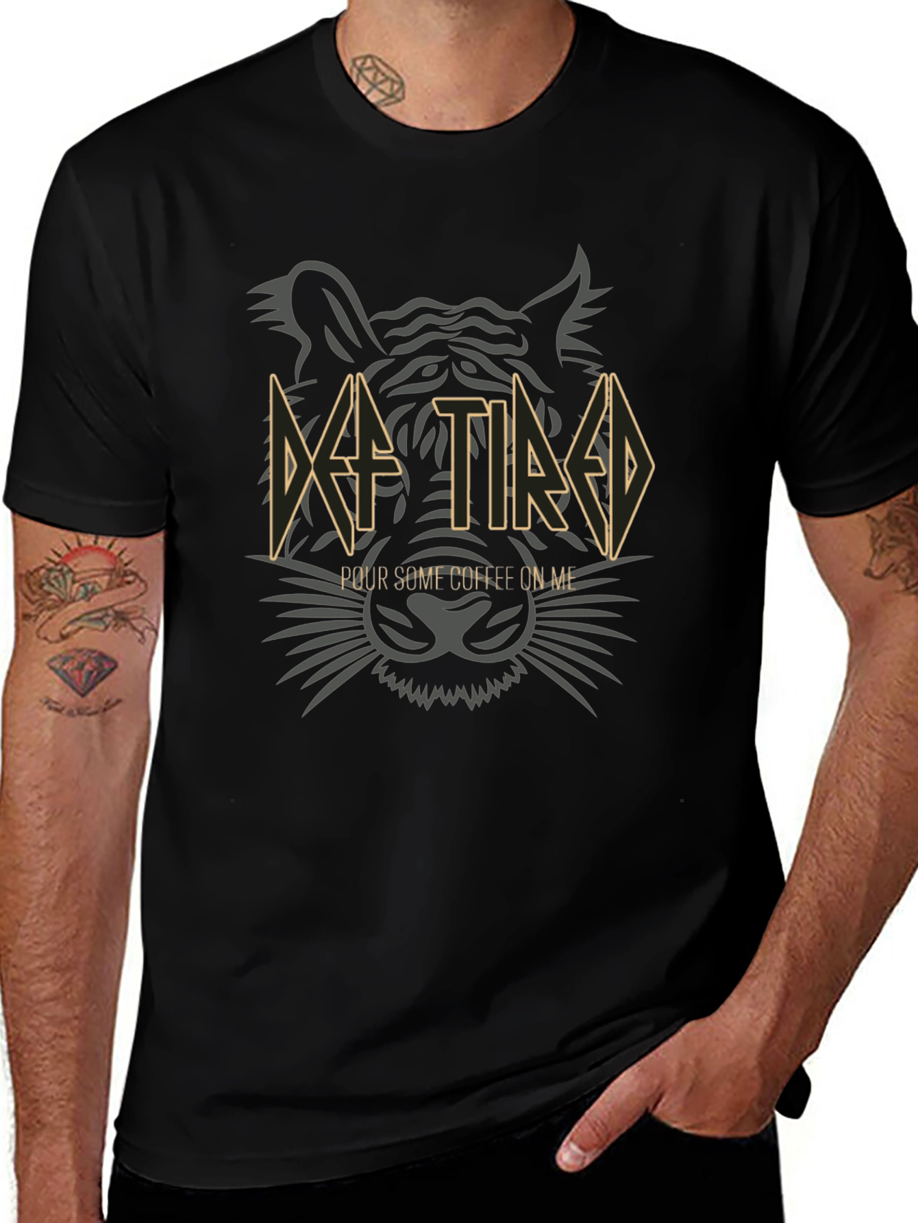 Def Tired Coffee T-Shirt - Graphic Tee for Coffee Lovers