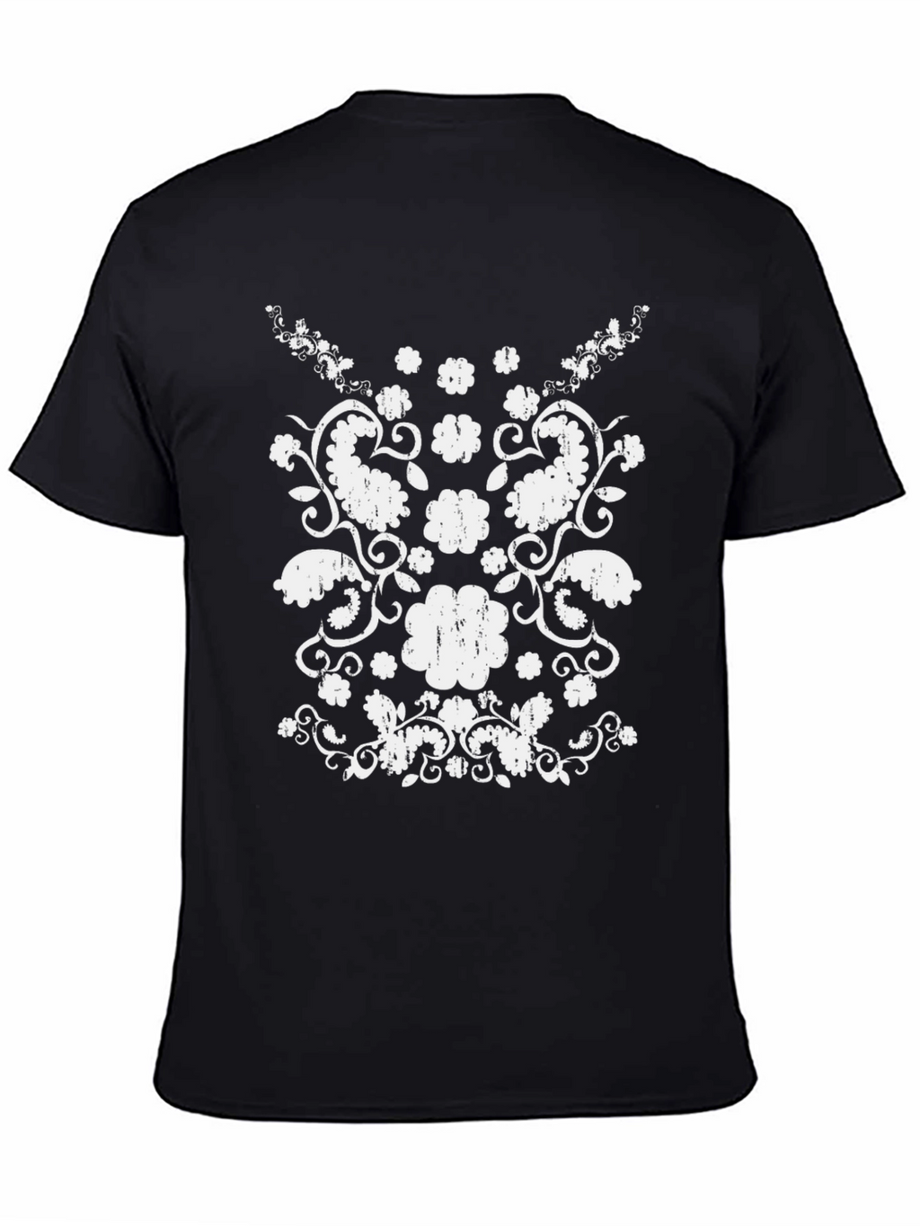 Distressed Floral Graphic Black Tee
