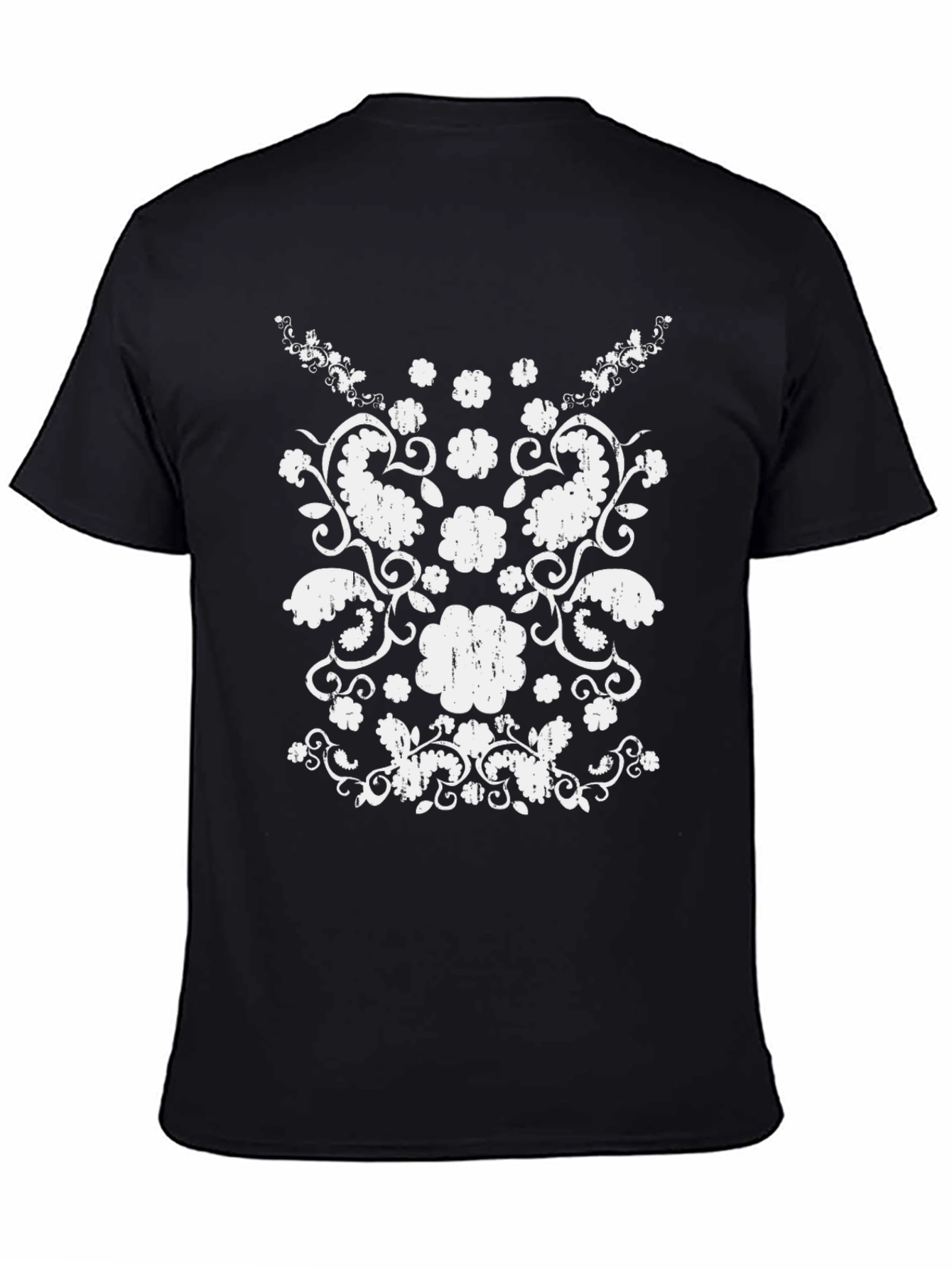 Distressed Floral Graphic Black Tee