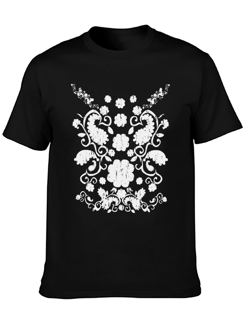 Distressed Floral Graphic Black Tee