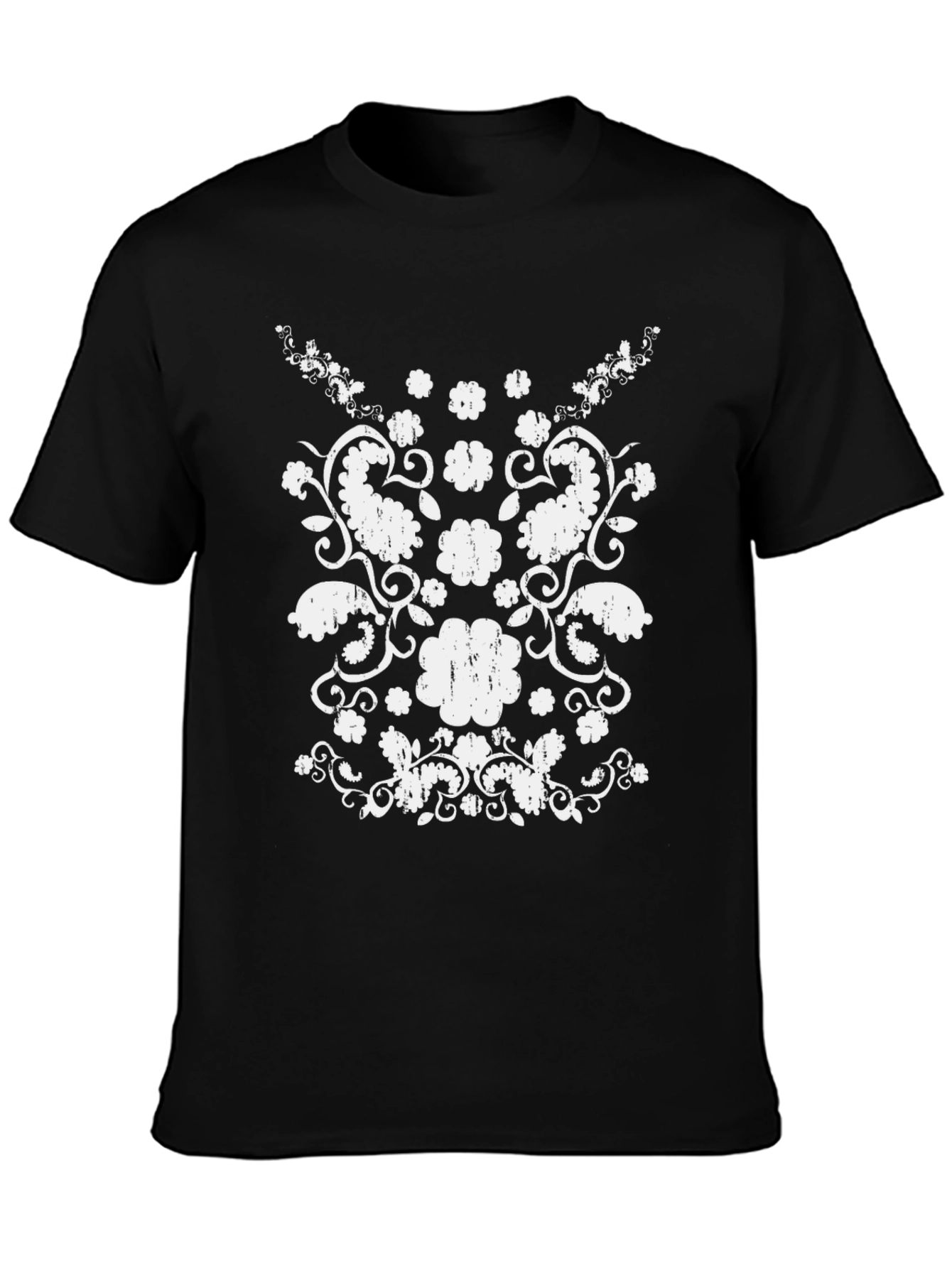 Distressed Floral Graphic Black Tee