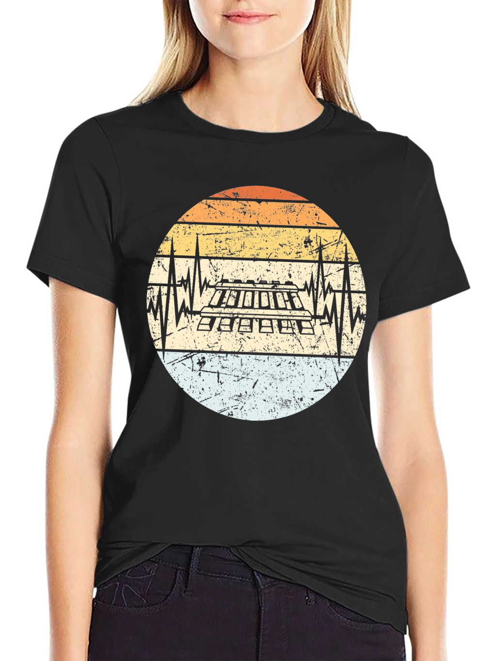 Keyboard Heartbeat Retro T-Shirt