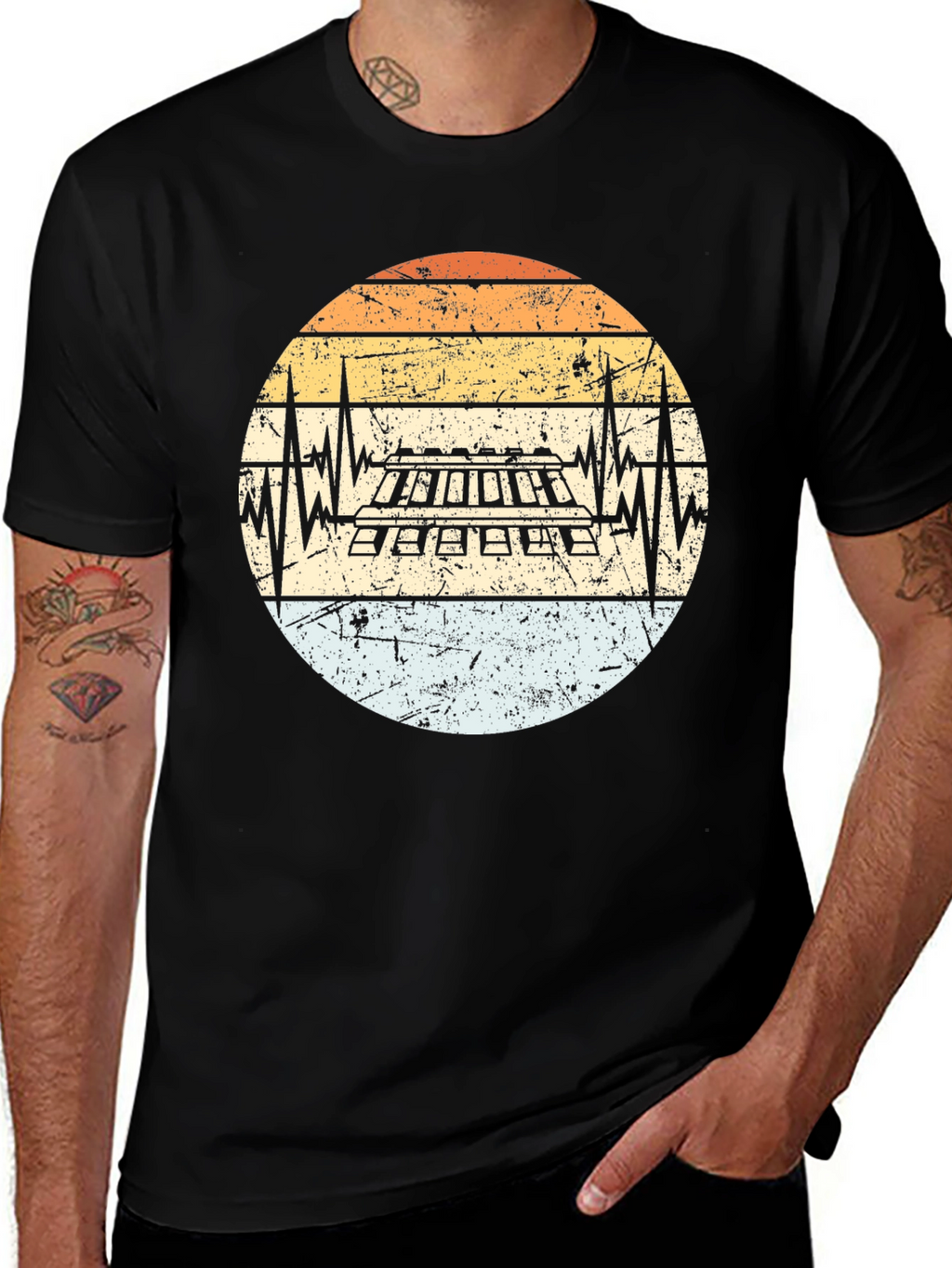Keyboard Heartbeat Retro T-Shirt