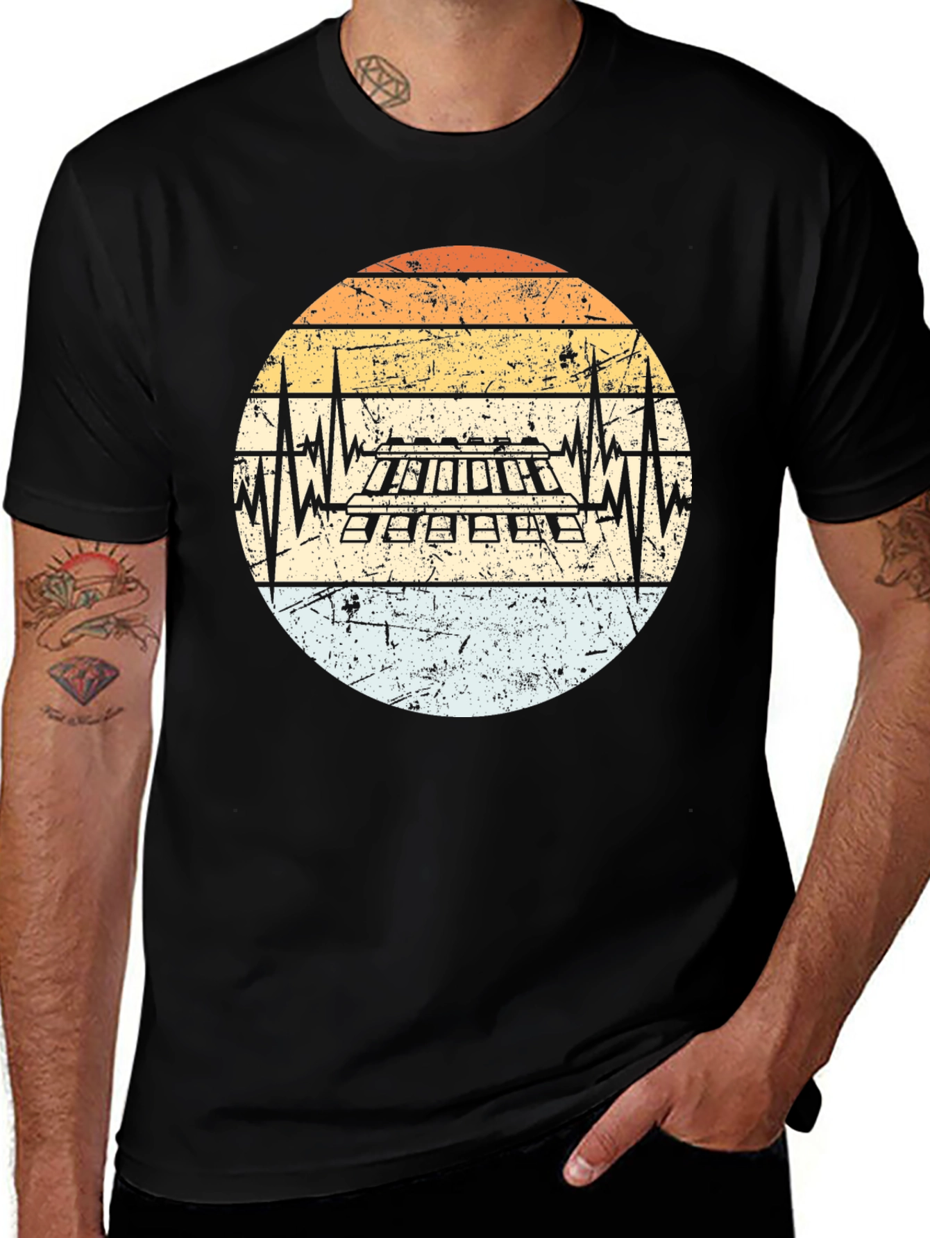 Keyboard Heartbeat Retro T-Shirt