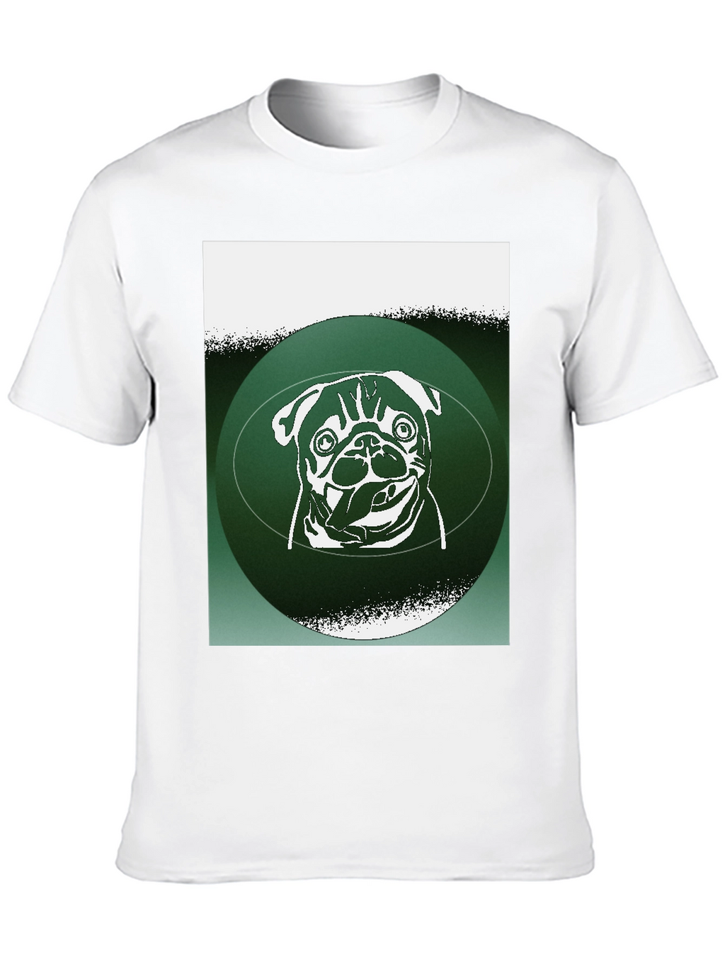 Pug Graphic Tee - Green Accent