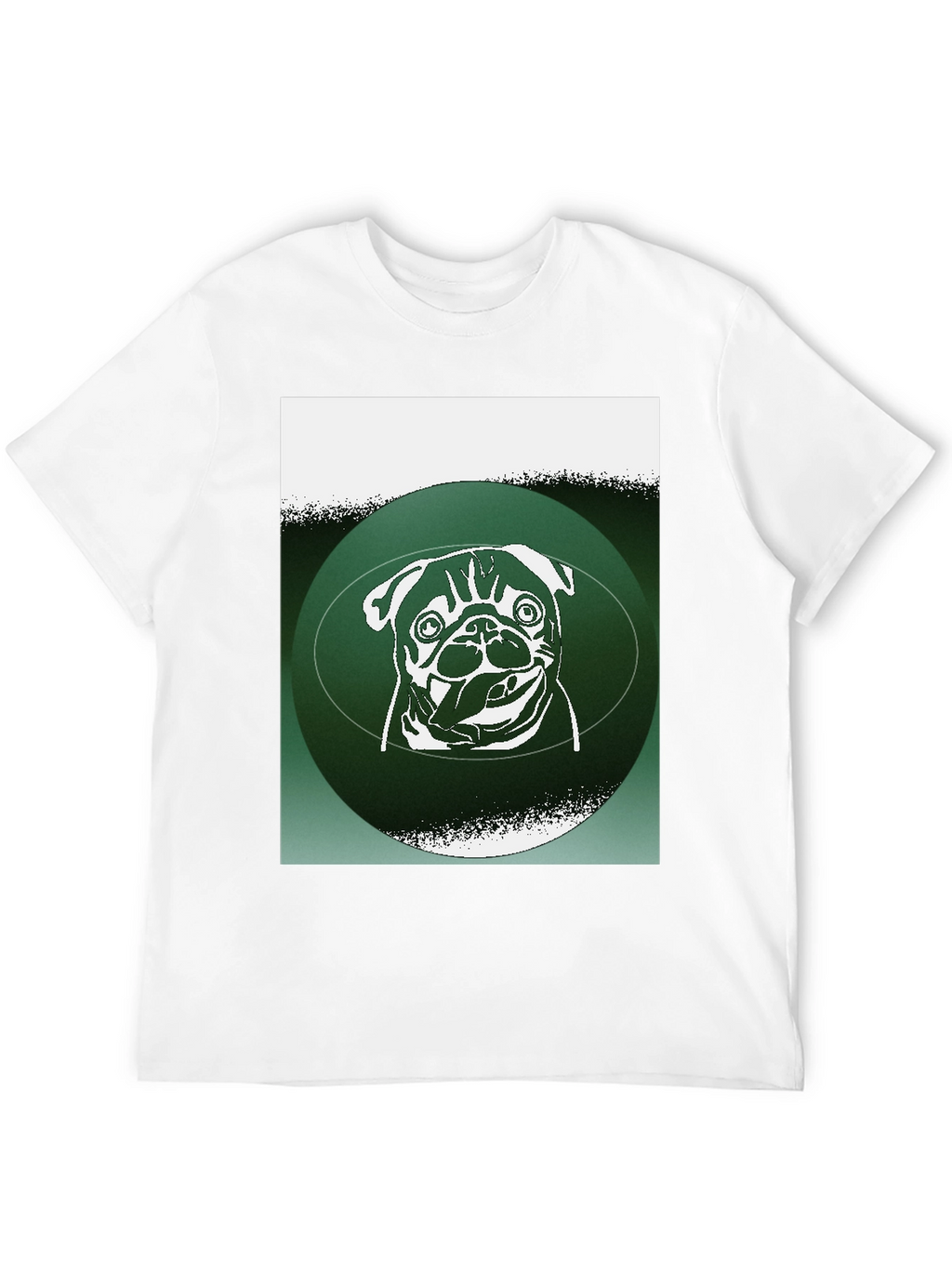 Pug Graphic Tee - Green Accent