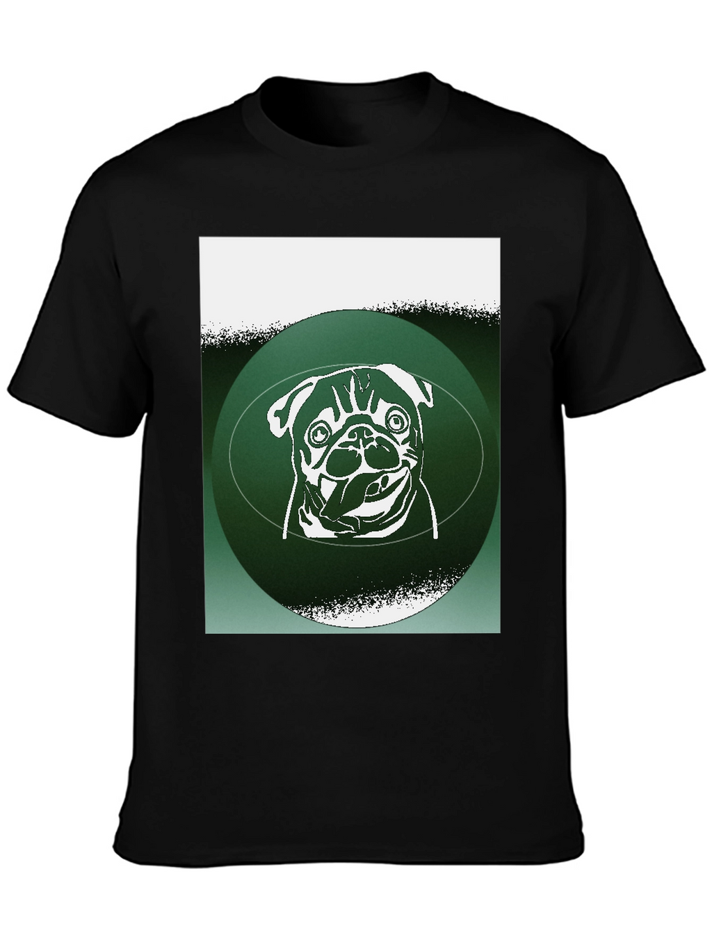 Pug Graphic Tee - Green Accent