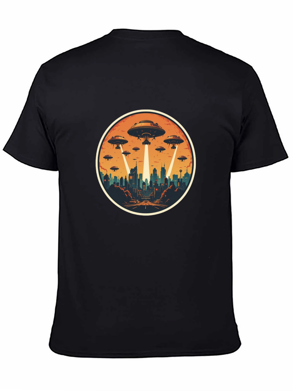 UFO Invasion Graphic Tee - Black Cotton Blend