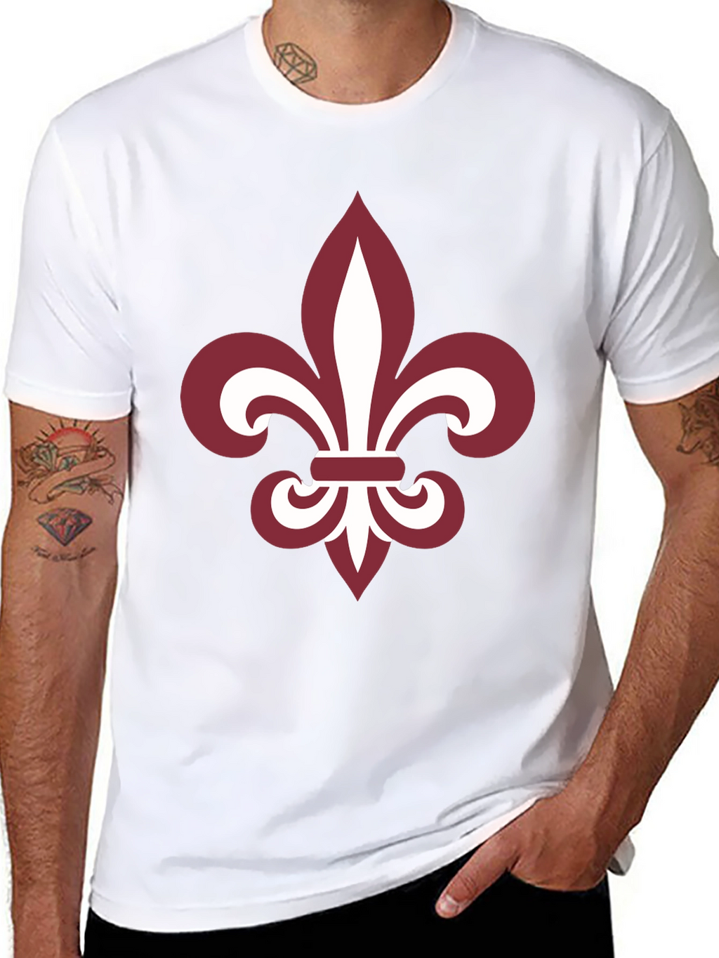 Fleur-de-Lis Graphic Tee - Black Cotton Blend Casual T-Shirt