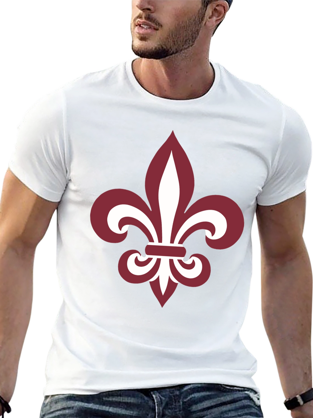 Fleur-de-Lis Graphic Tee - Black Cotton Blend Casual T-Shirt