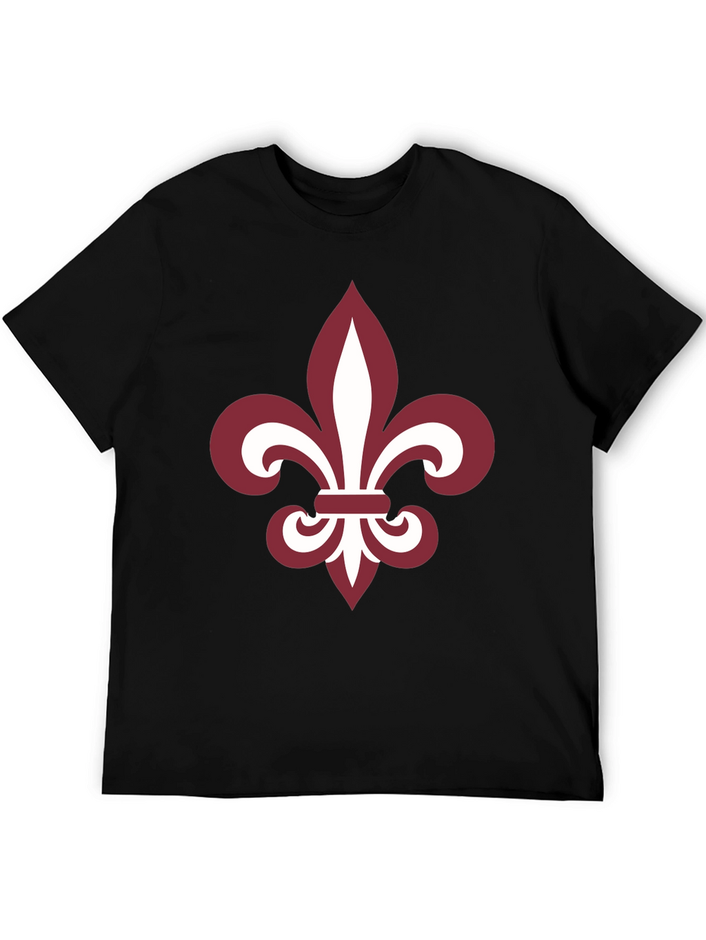Fleur-de-Lis Graphic Tee - Black Cotton Blend Casual T-Shirt
