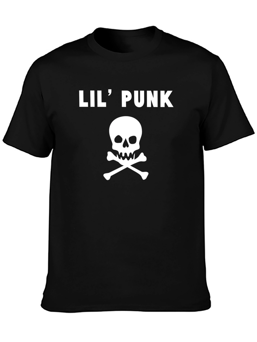 Lil Punk Skull Graphic Tee - Black Cotton T-Shirt