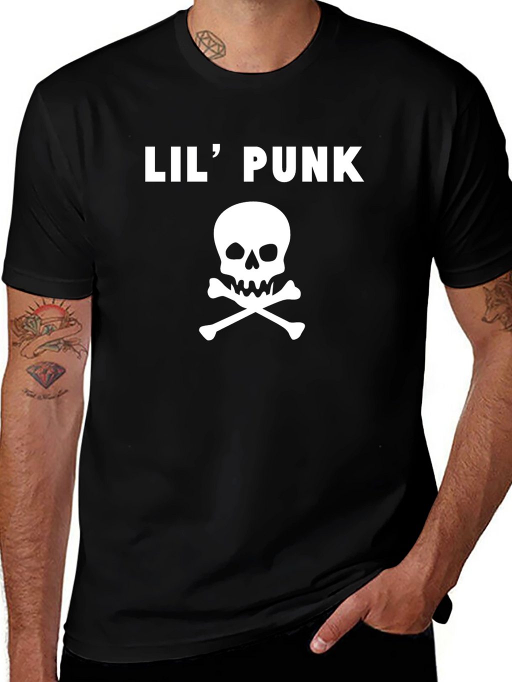 Lil Punk Skull Graphic Tee - Black Cotton T-Shirt