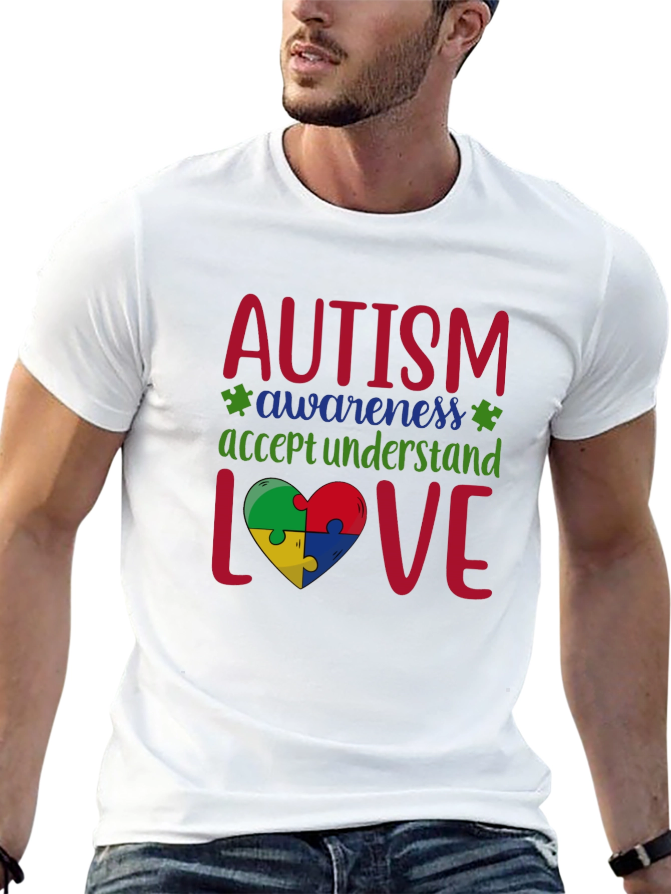 Autism Awareness Puzzle Piece Heart Graphic Tee