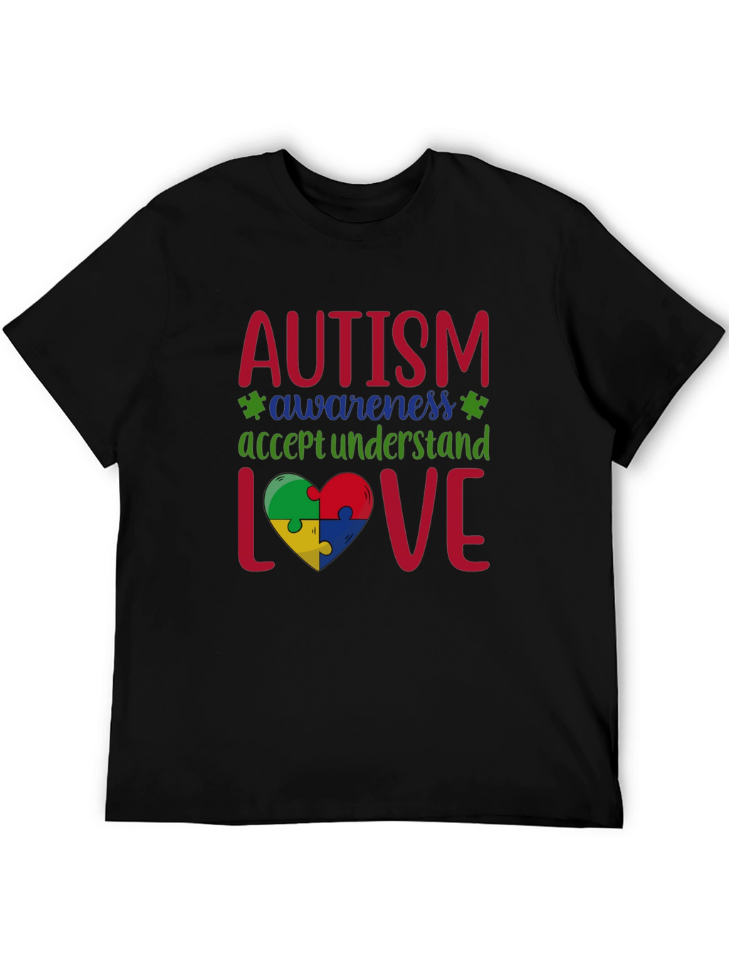 Autism Awareness Puzzle Piece Heart Graphic Tee