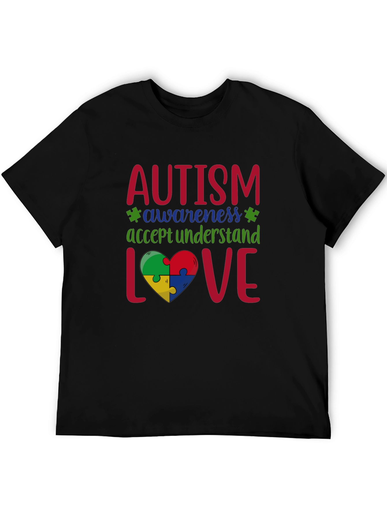 Autism Awareness Puzzle Piece Heart Graphic Tee