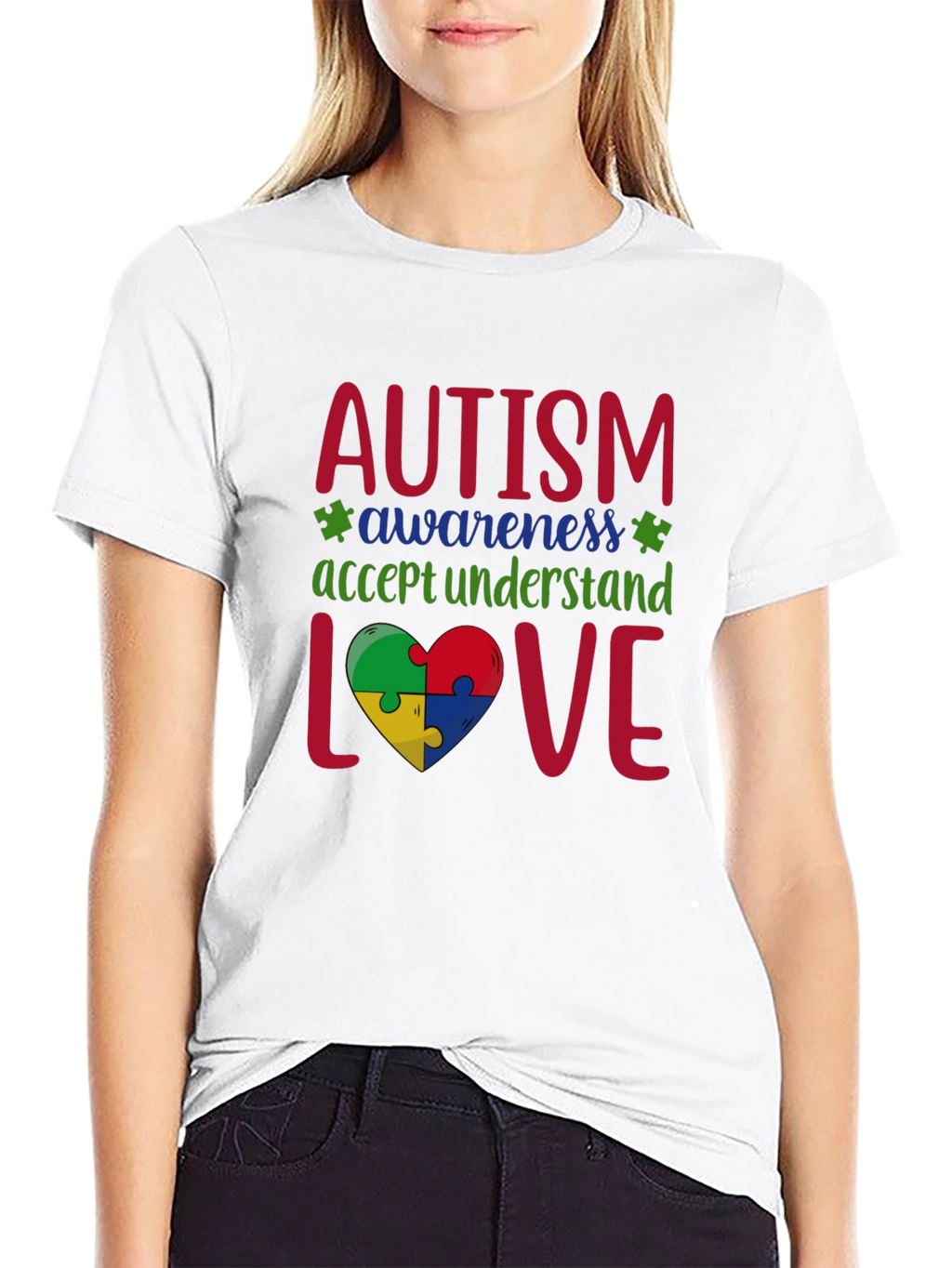 Autism Awareness Puzzle Piece Heart Graphic Tee